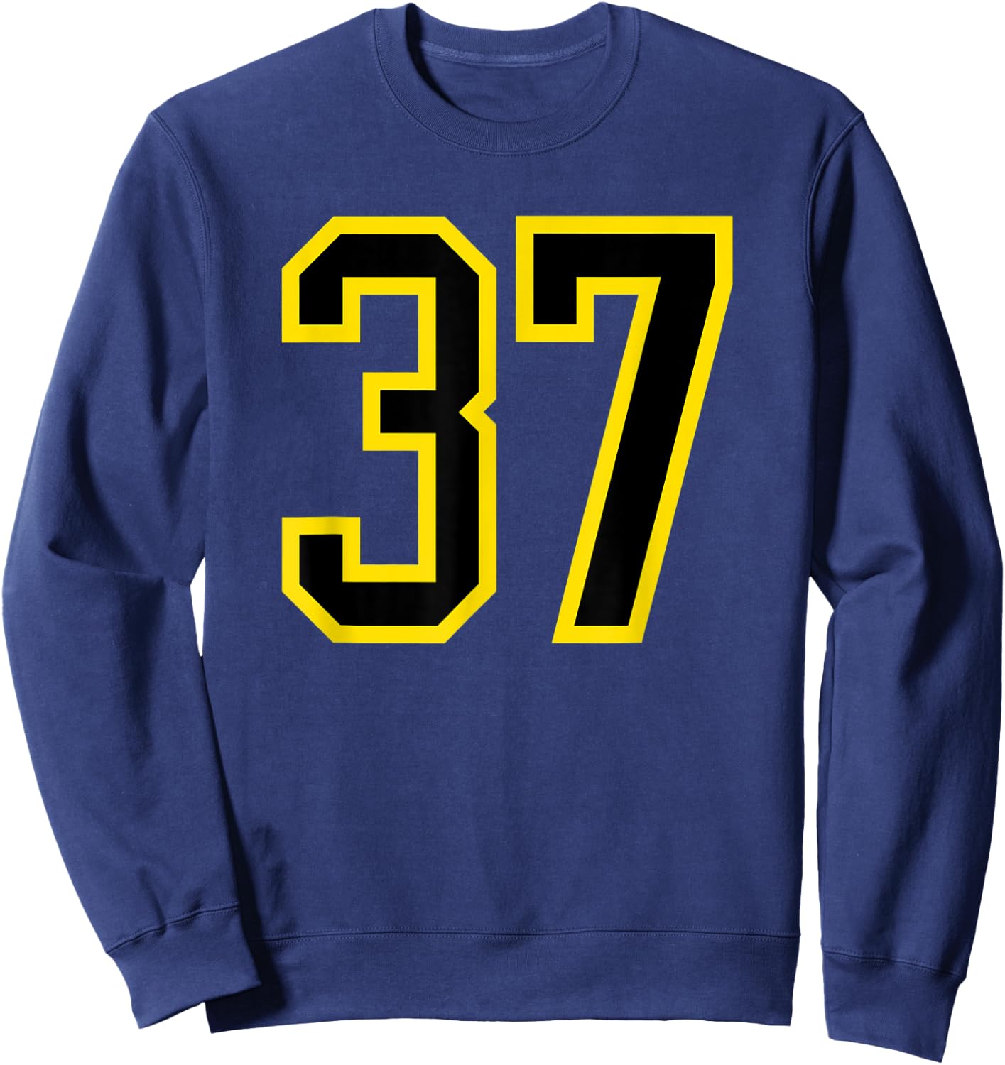 Jersey Number #37 Yellow Black Birthday Sports Number 37 Sweatshirt - Sweatshirt | Navy