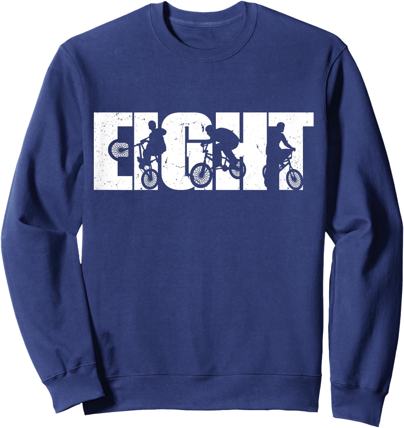 Kids 8 Year Old BMX Rider Birthday Party Boys Dirt Biking 8th Sweatshirt - Sweatshirt | Navy