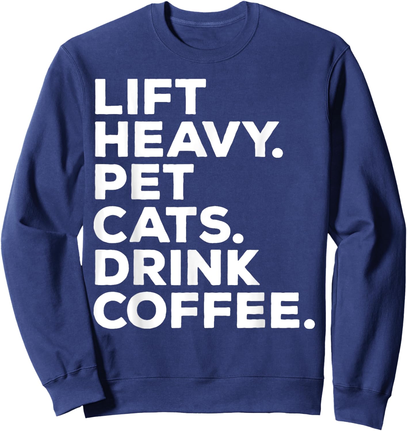 Lift Heavy Pet Cats Drink Coffee Gym Workout Weight Lifter Sweatshirt - Sweatshirt | Navy