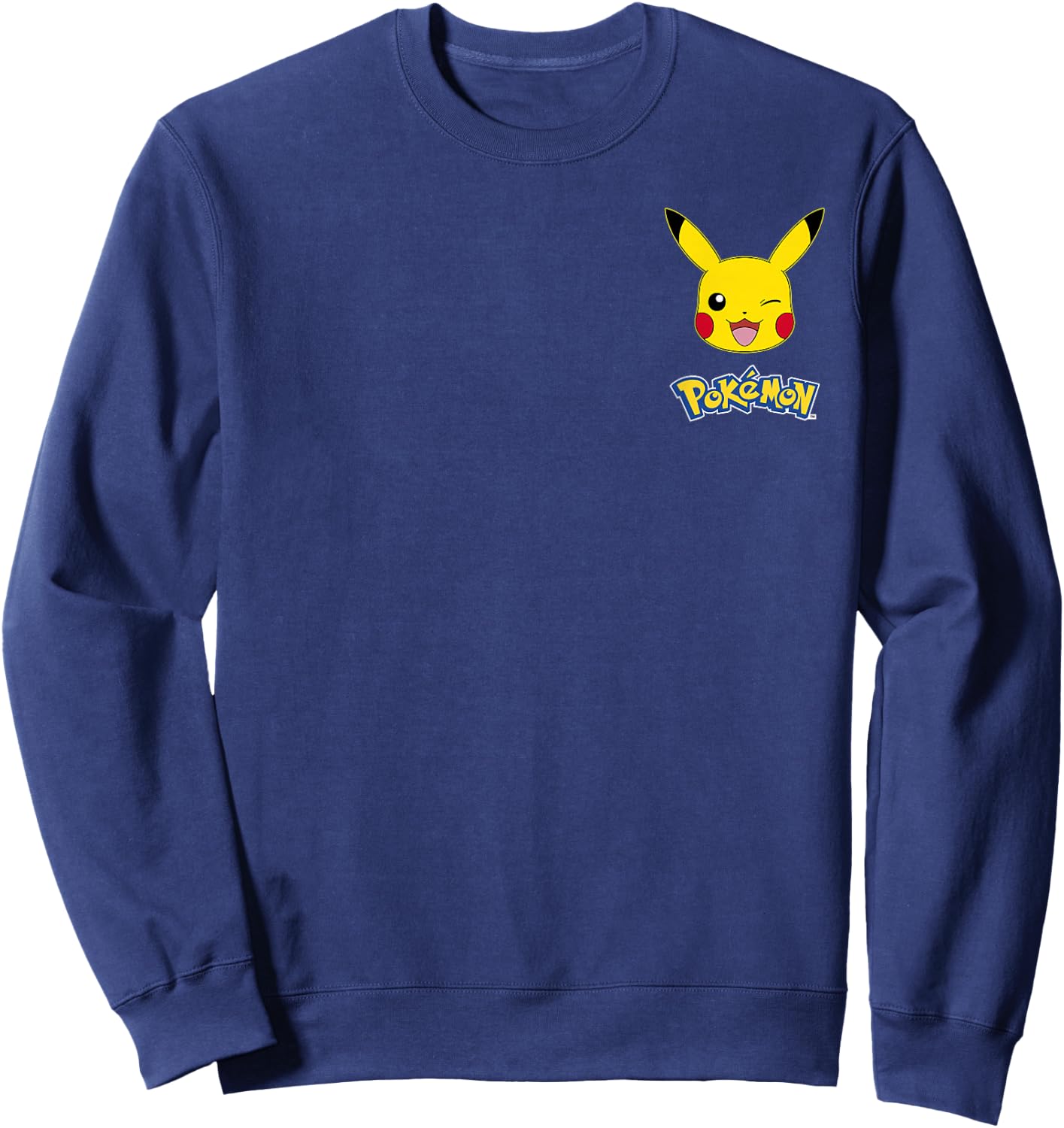 Pokémon Winking Pikachu Small Pocket Size Logo Sweatshirt - Sweatshirt | Navy