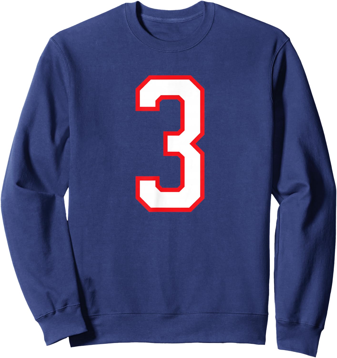White Red Sports Team Number #3 Sweatshirt - Sweatshirt | Navy
