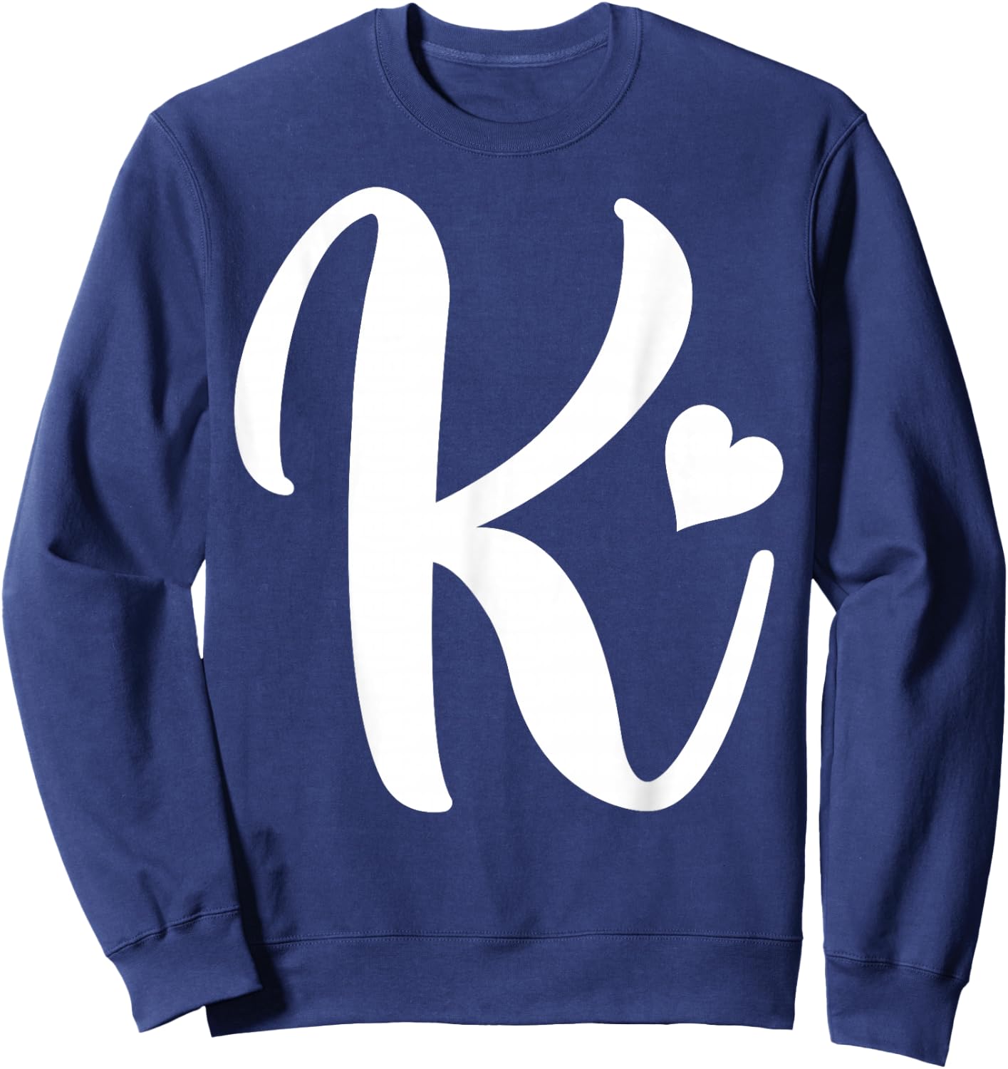 white letter K monogram initials minimalist heart graphic Sweatshirt - Sweatshirt | Navy