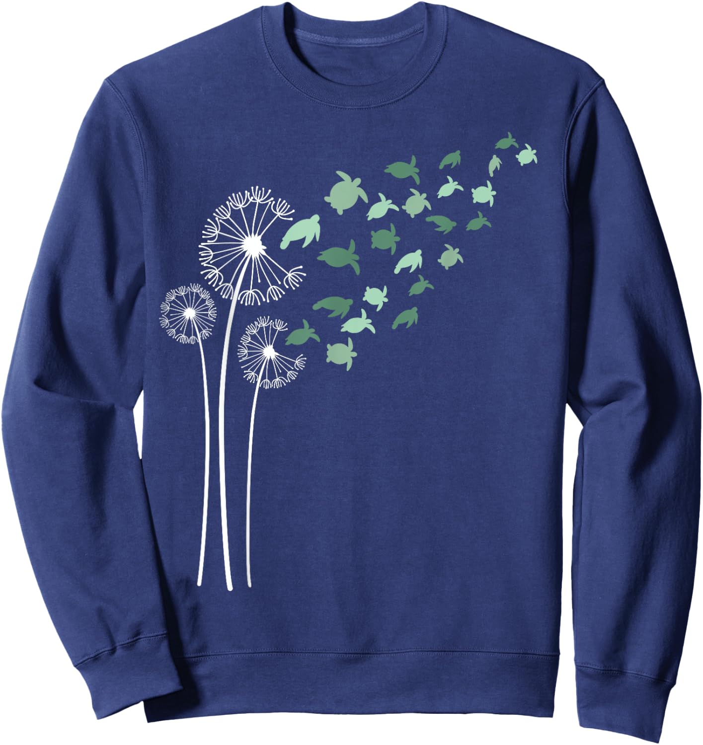 Sea Turtles Dandelion Flower For Dandelions and Turtle Lover Sweatshirt - Sweatshirt | Navy