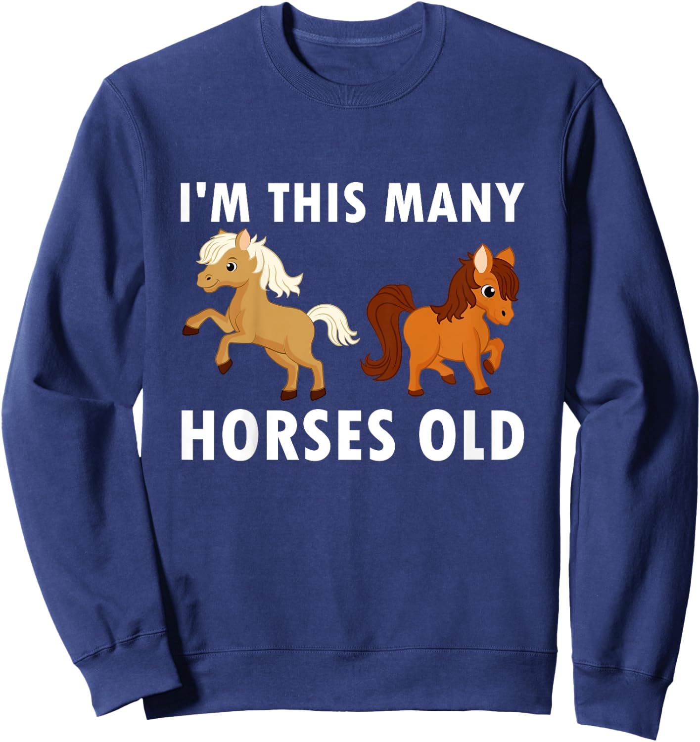 Kids 2 Years Old Girl Horses Old 2nd Birthday Kids Sweatshirt - Sweatshirt | Navy