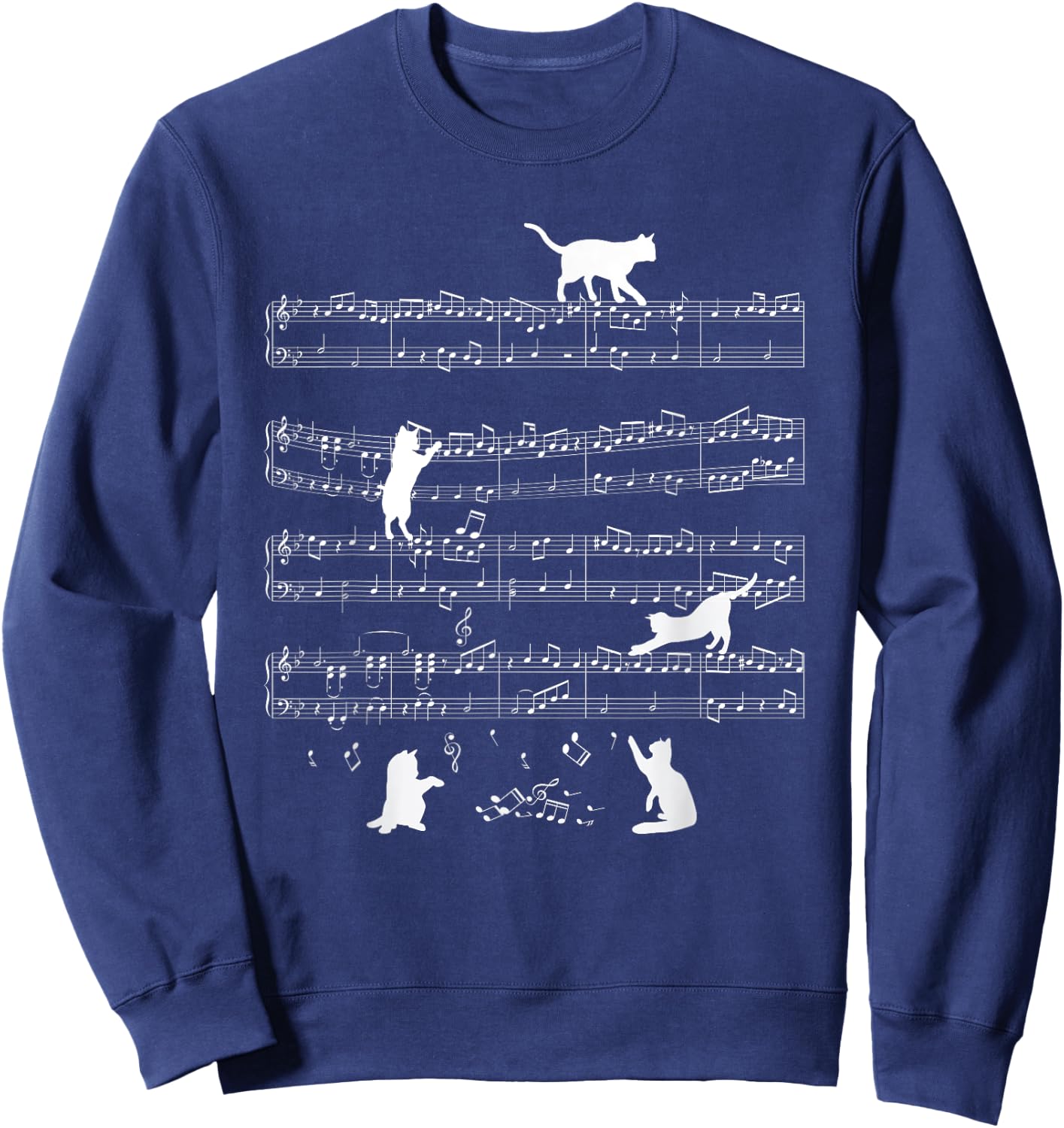 Cats Cat Music Notes Cat Lover Cat Animal Gift Sweatshirt - Sweatshirt | Navy