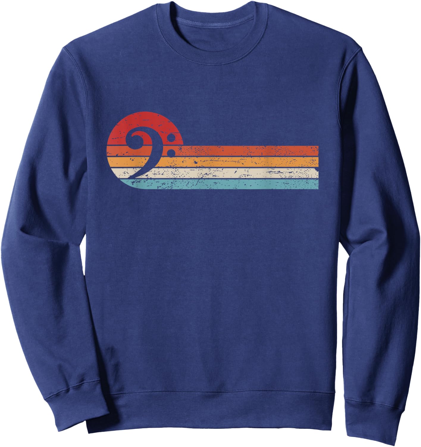 Bassist Bass Guitar Musician Retro Bass Clef Sweatshirt - Sweatshirt | Navy