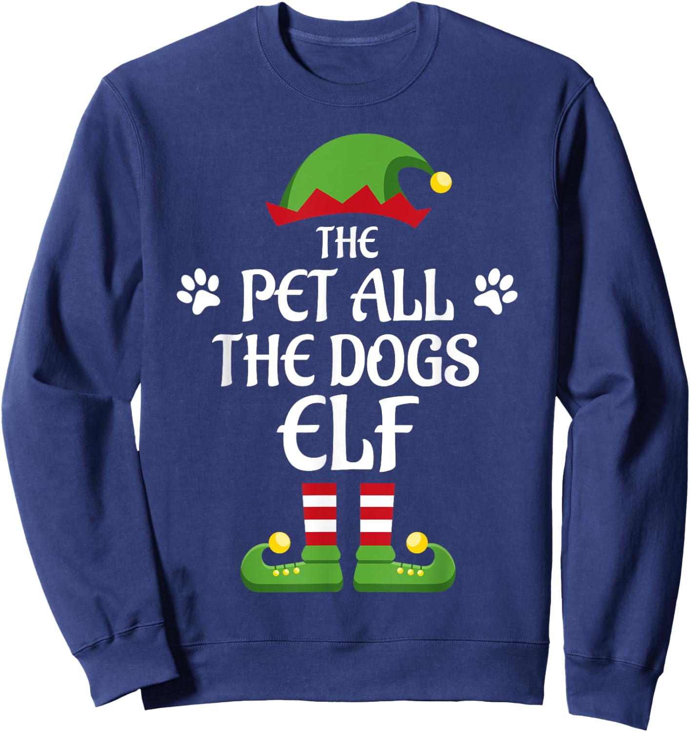 Pet All The Dogs Elf Family Matching Group Christmas Sweatshirt - Sweatshirt | Navy