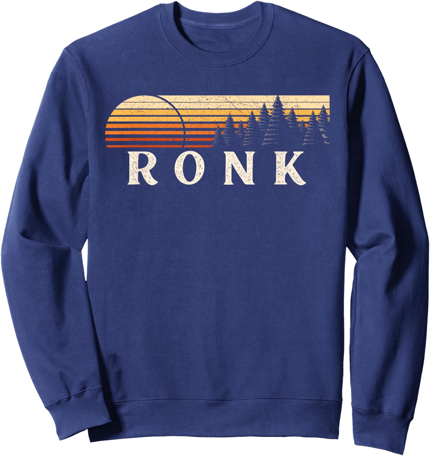 Ronk, VA Vintage Evergreen Sunset Eighties Retro Sweatshirt - Sweatshirt | Navy