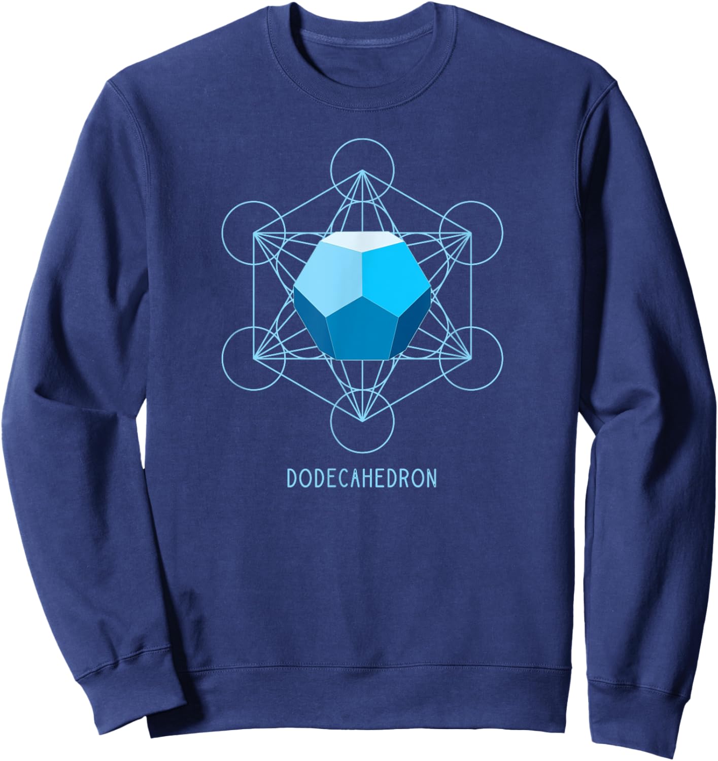 Dodecahedron Platonic Solid Shades of Blue Geometric Form Sweatshirt - Sweatshirt | Navy