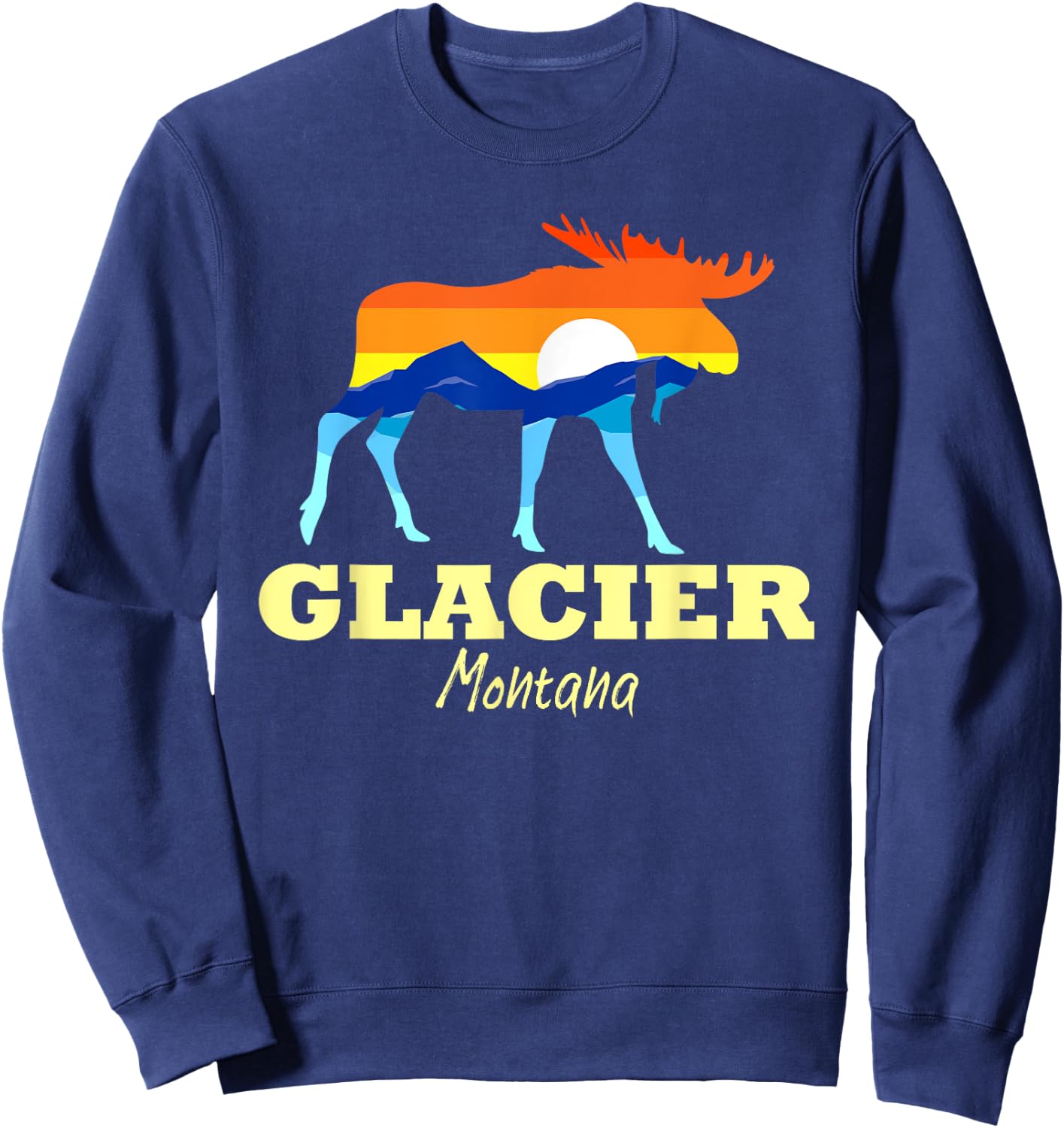 Glacier National Park Moose Glacier Montana Glacier Sweatshirt - Sweatshirt | Navy