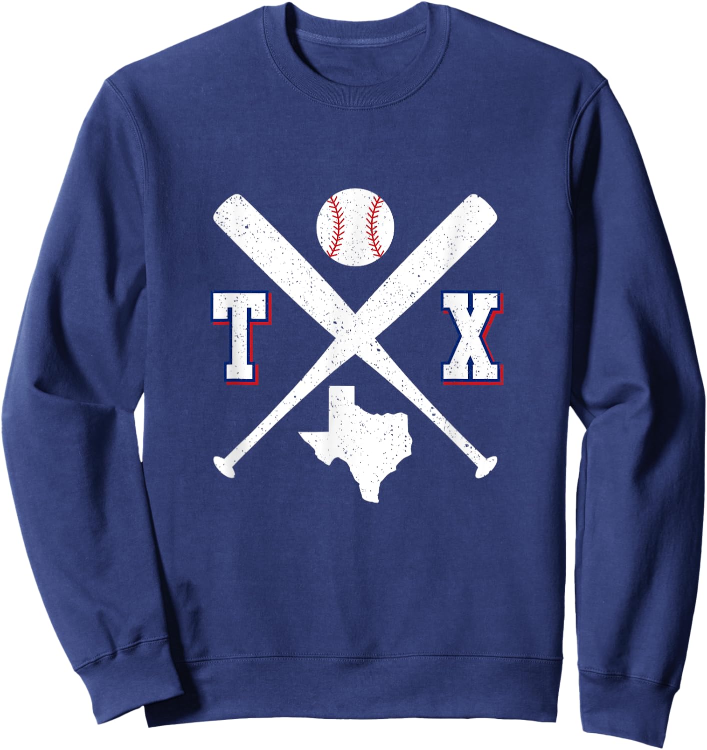 Texas Map TX Sport Vintage Baseball Bats Sweatshirt - Sweatshirt | Navy