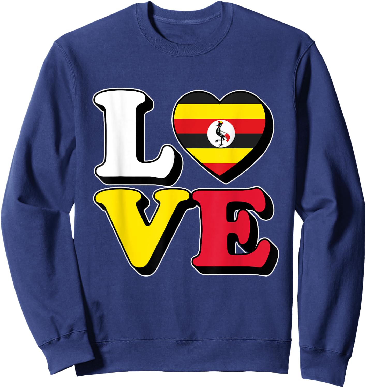 I Love Uganda Travel Souvenir Vacation Trip Ugandan Pride Sweatshirt - Sweatshirt | Navy