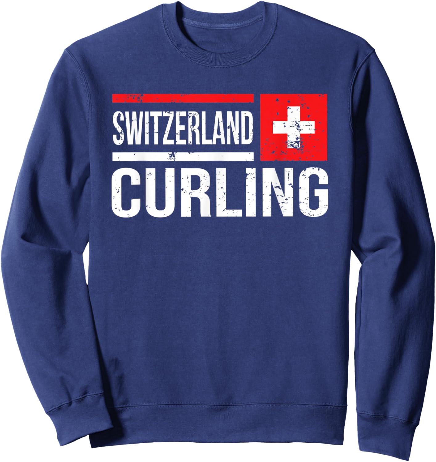 Switzerland Curling Swiss Flag Stone Sport Curler Skip Team Sweatshirt - Sweatshirt | Navy