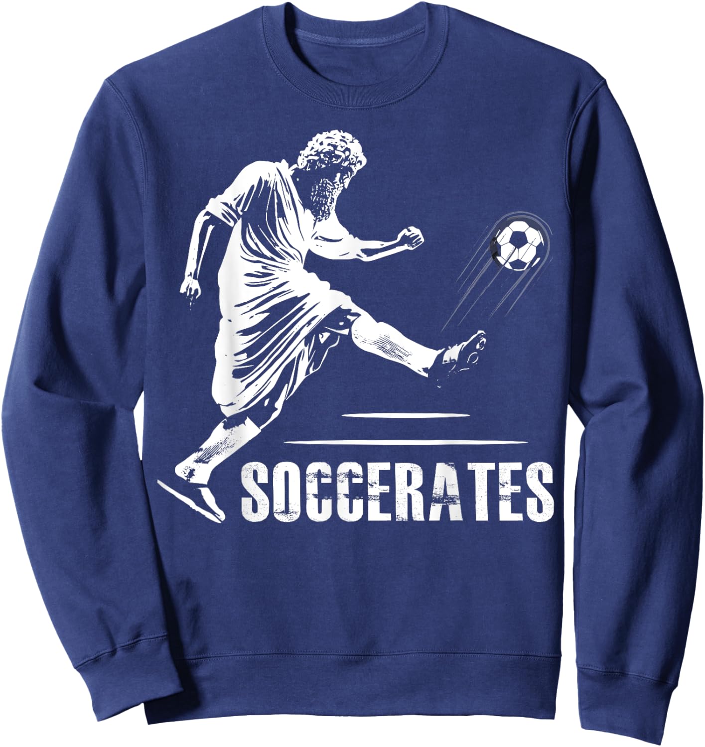 Soccerates Funny Philosophy Theory Soccer Socrates Greek Sweatshirt - Sweatshirt | Navy