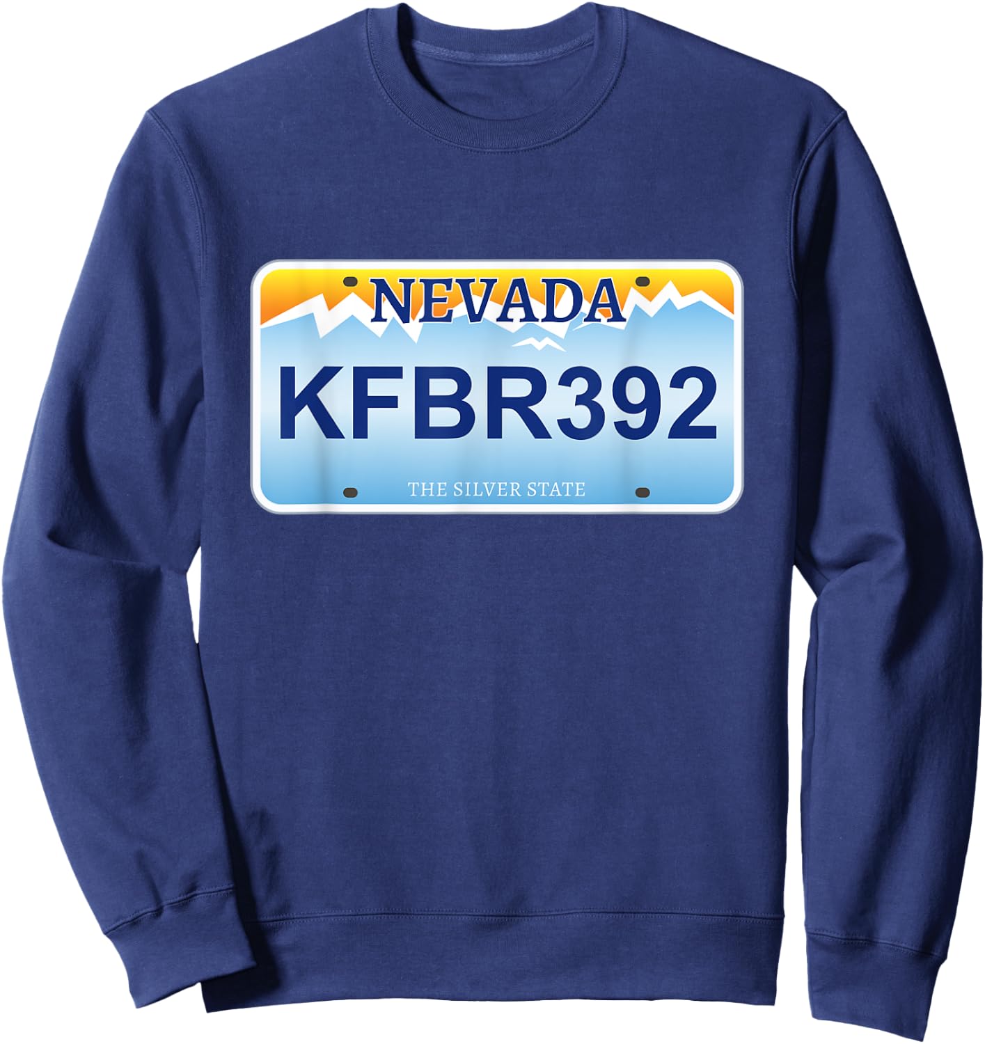 KFBR392 Nevada License Plate Funny Movie Reference Sweatshirt - Sweatshirt | Navy