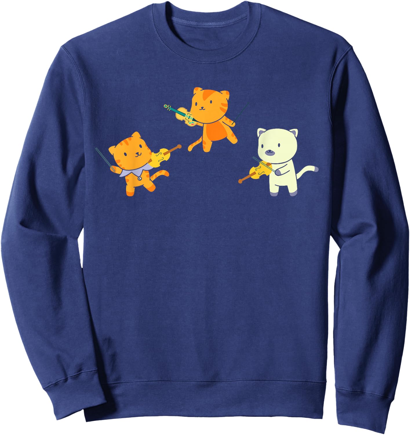 Cat Playing Violin Cello Cat Lover Violinist Cello Player Sweatshirt - Sweatshirt | Navy