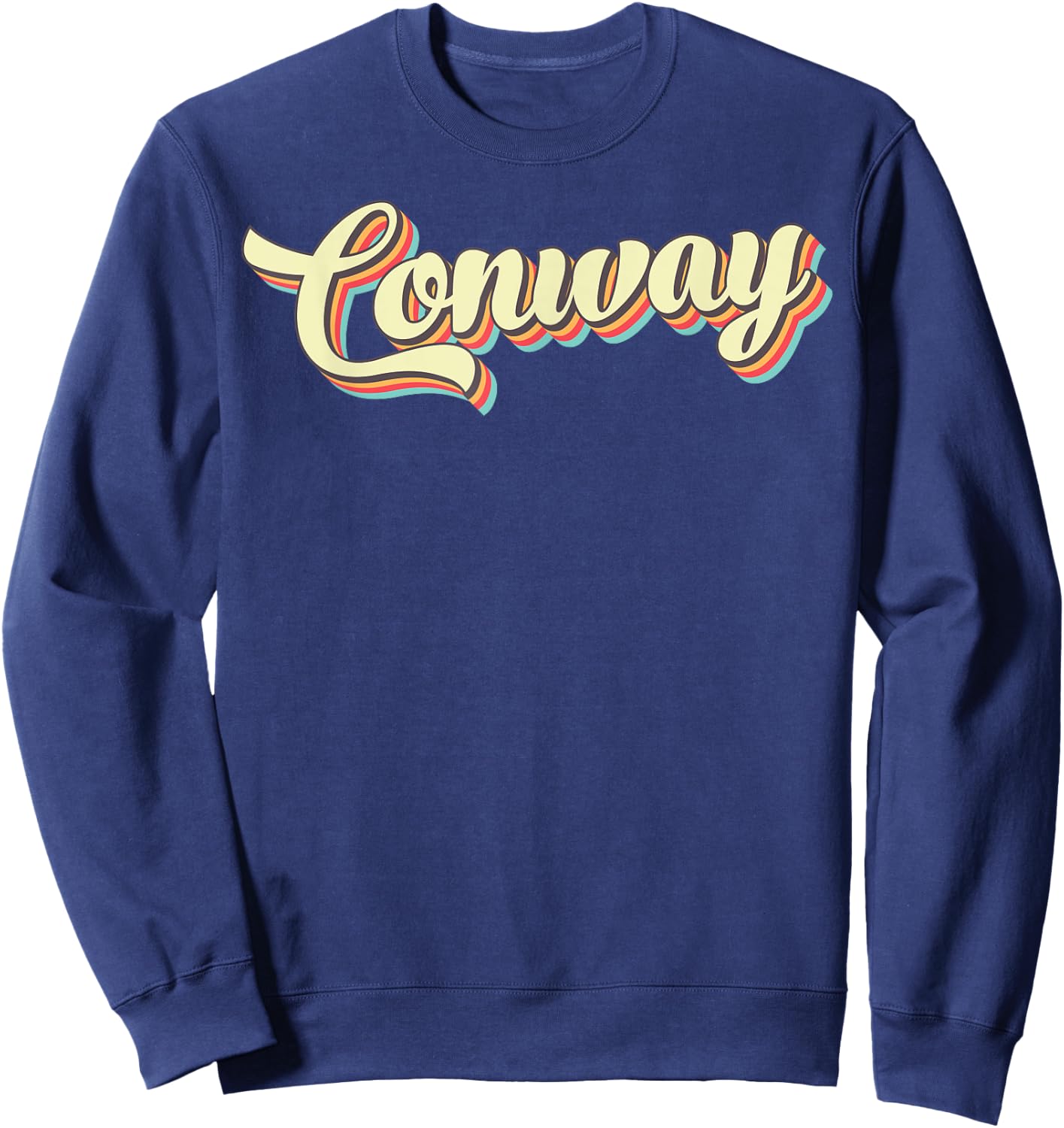 Conway Retro Art Baseball Font Vintage Sweatshirt - Sweatshirt | Navy