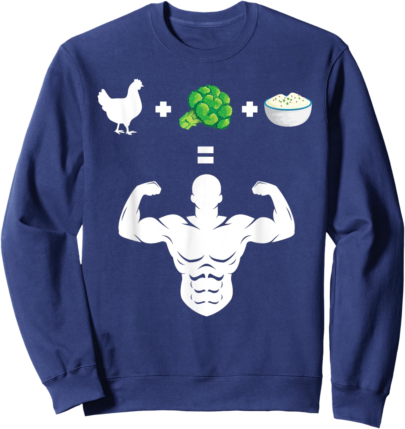 Chicken Broccoli Rice Bodybuilder Fun Broccoli Lover Workout Sweatshirt - Sweatshirt | Navy