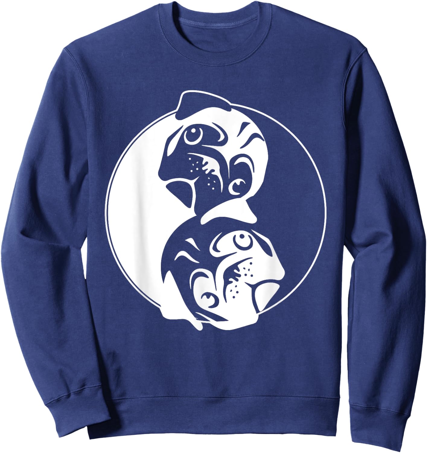 Pug Yin Yang Pugs Owner Dog Breed Animal Lover Pet Fans Men Women Sweatshirt - Sweatshirt | Navy