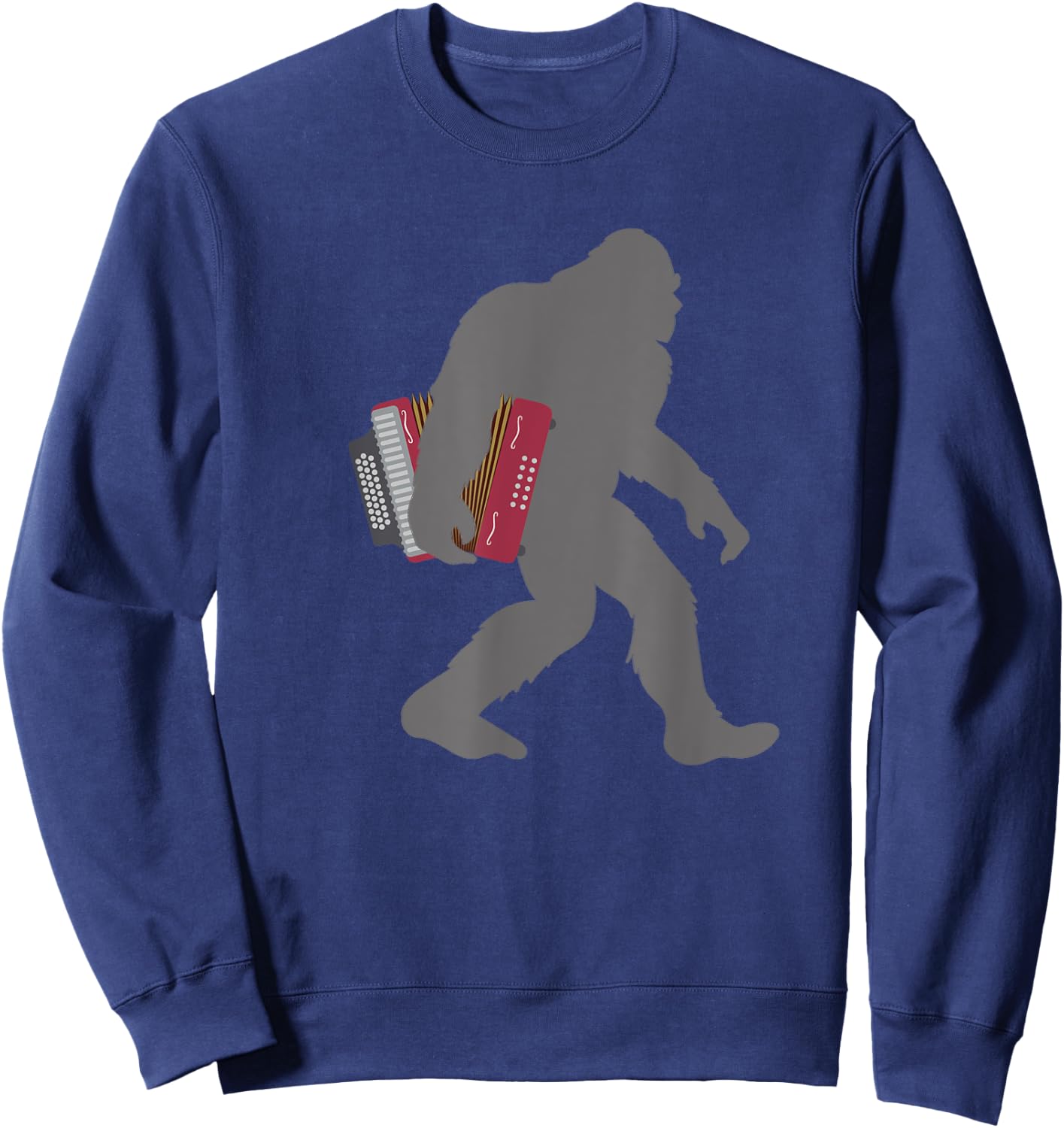 Funny Accordionist Bigfoot musician with Accordion Sweatshirt - Sweatshirt | Navy