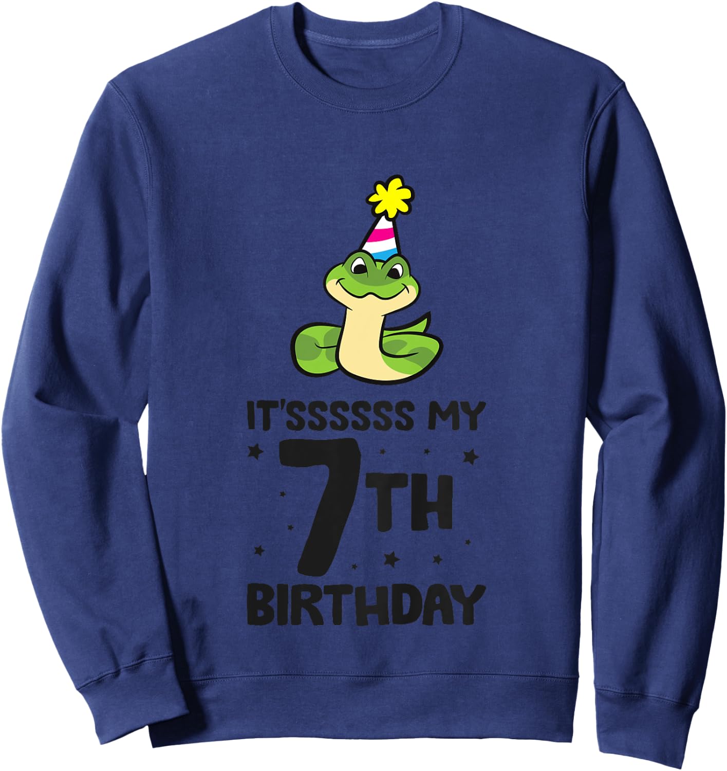 Snake Birthday It's My 7th Birthday Snake Sweatshirt - Sweatshirt | Navy