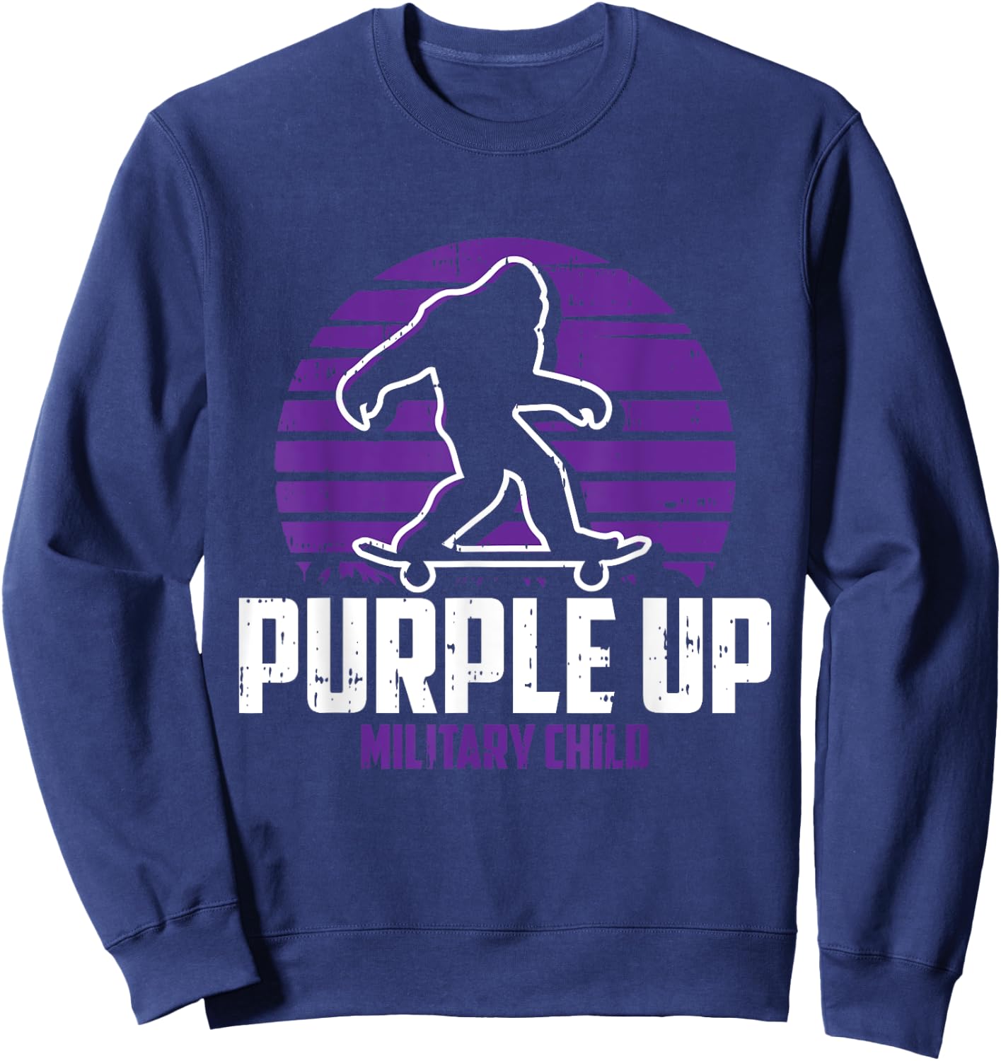 Military Child Boy Girls Toddlers Purple Up Bigfoot Sweatshirt - Sweatshirt | Navy