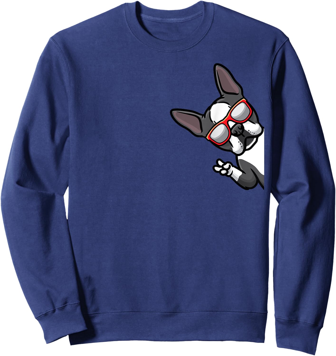 Boston Terrier Dog From Side Boston Bull Sweatshirt - Sweatshirt | Navy