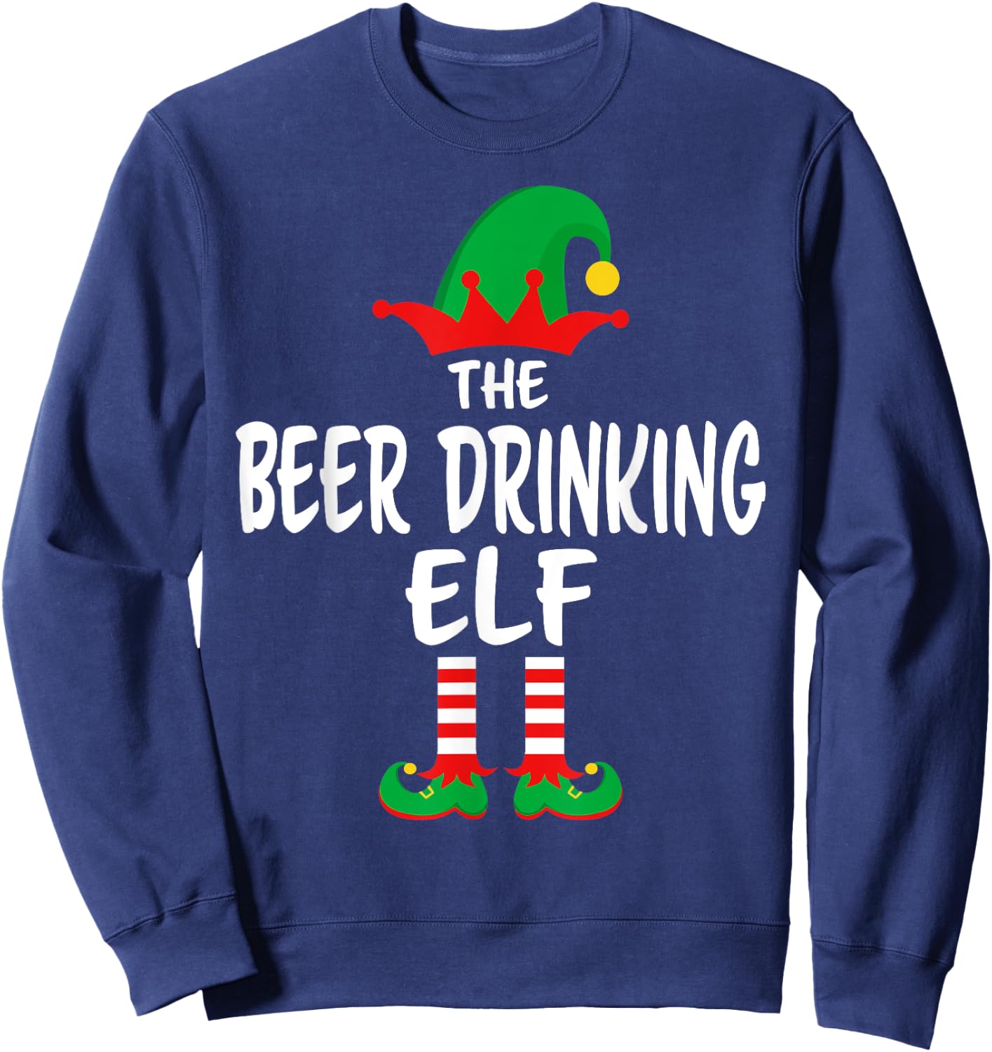 The Beer Drinking Elf Matching Family Christmas Sweatshirt - Sweatshirt | Navy