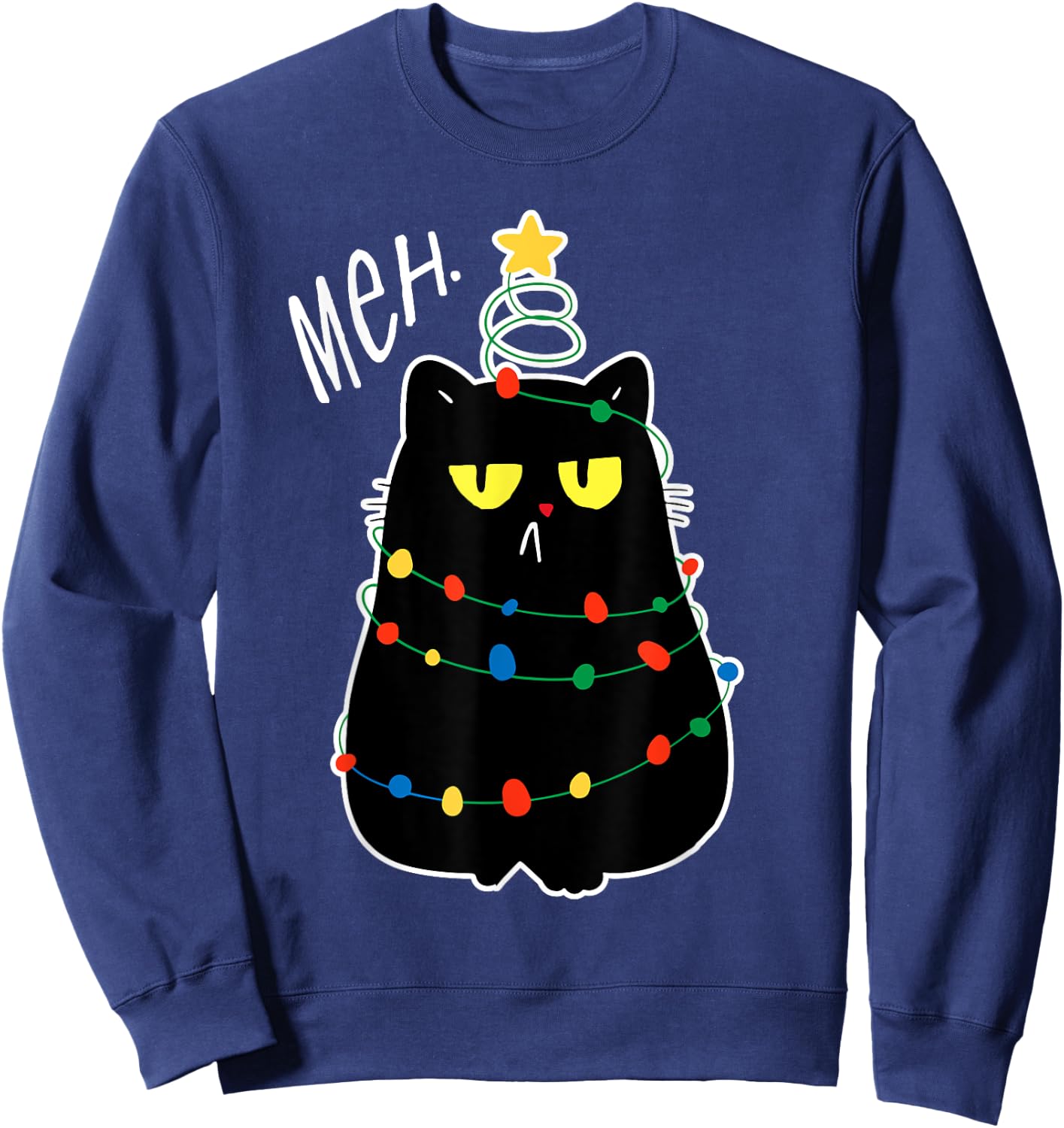 Christmas Meh Cat Kawaii Anime Japanese meow kitty cat lover Men Women Kids Sweatshirt - Sweatshirt | Navy