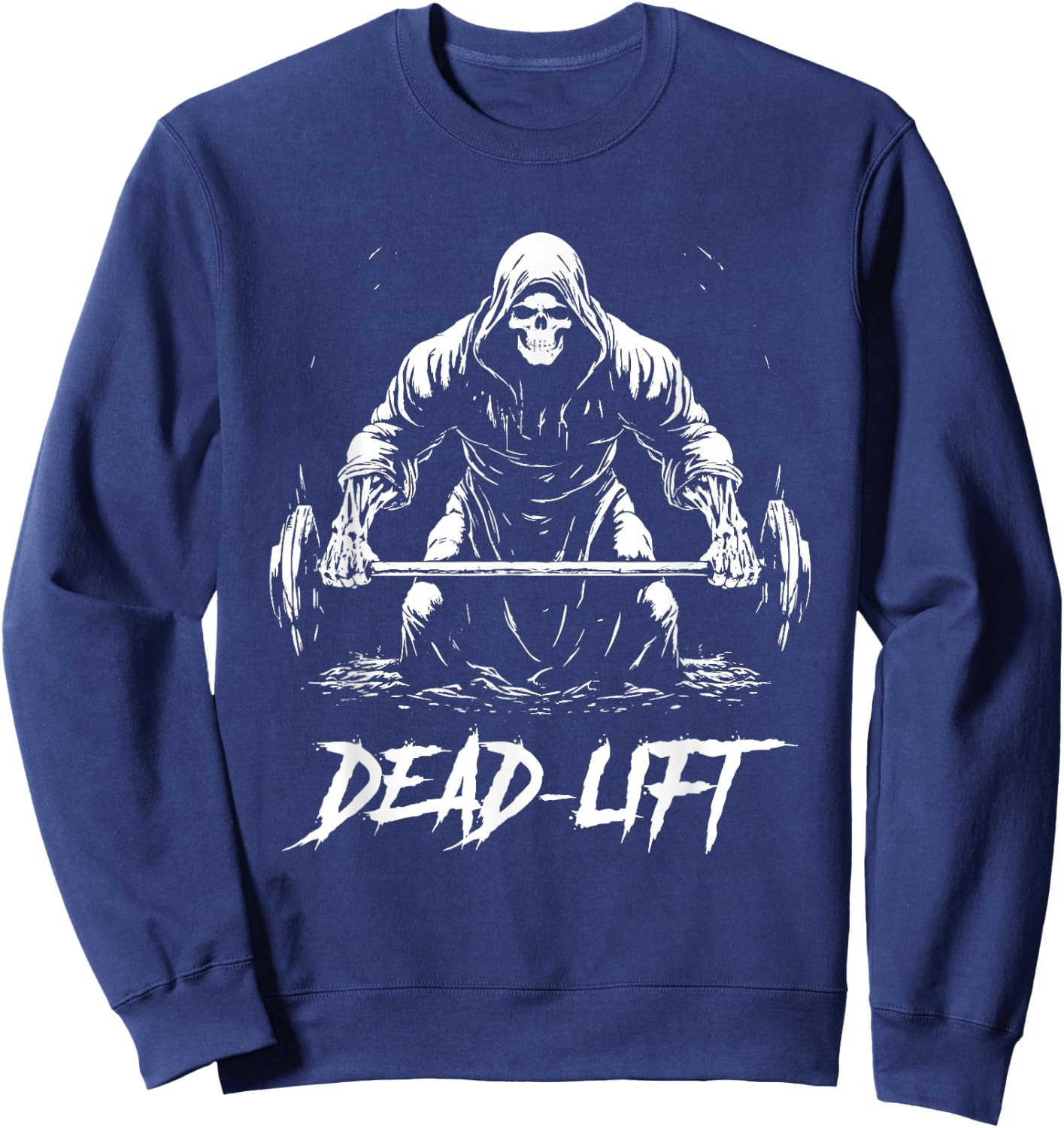 Funny Dead Lift Grim Reaper Halloween Gym Weights Training Sweatshirt - Sweatshirt | Navy