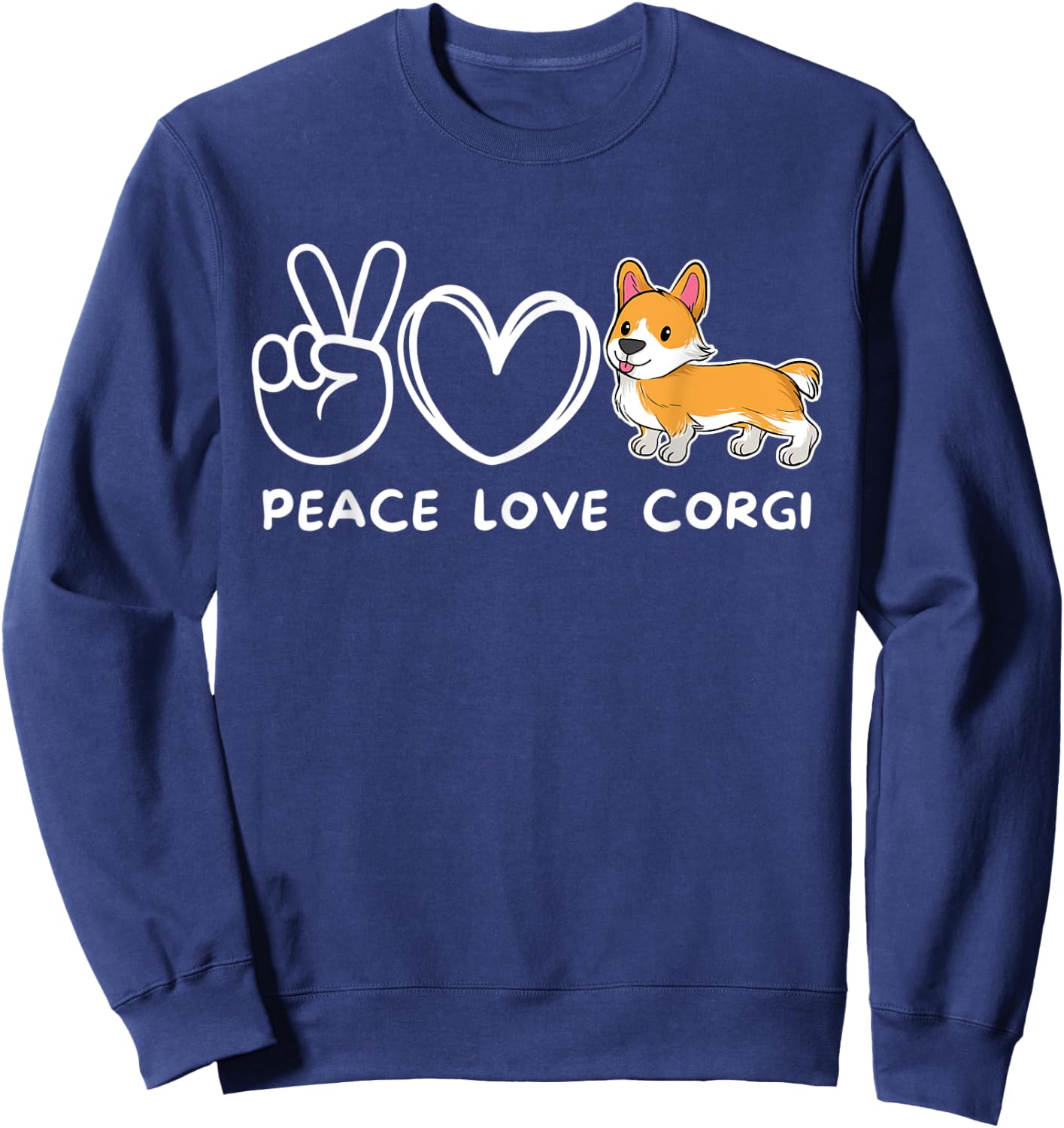 Peace, Love Corgi Retro Corgi Dog Lover Women Kids Sweatshirt - Sweatshirt | Navy