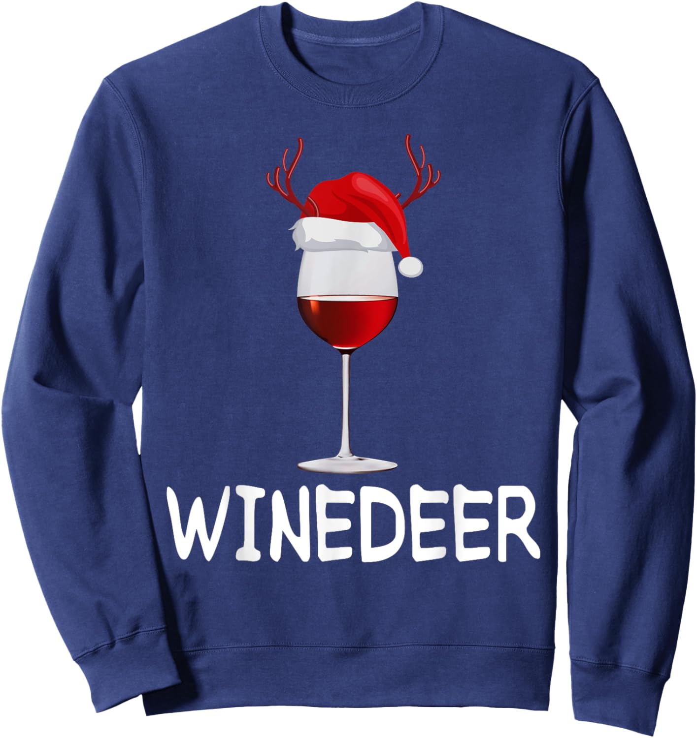 WineDeer ReinBeer Funny Wine Beer Christmas Couples Matching Sweatshirt - Sweatshirt | Navy