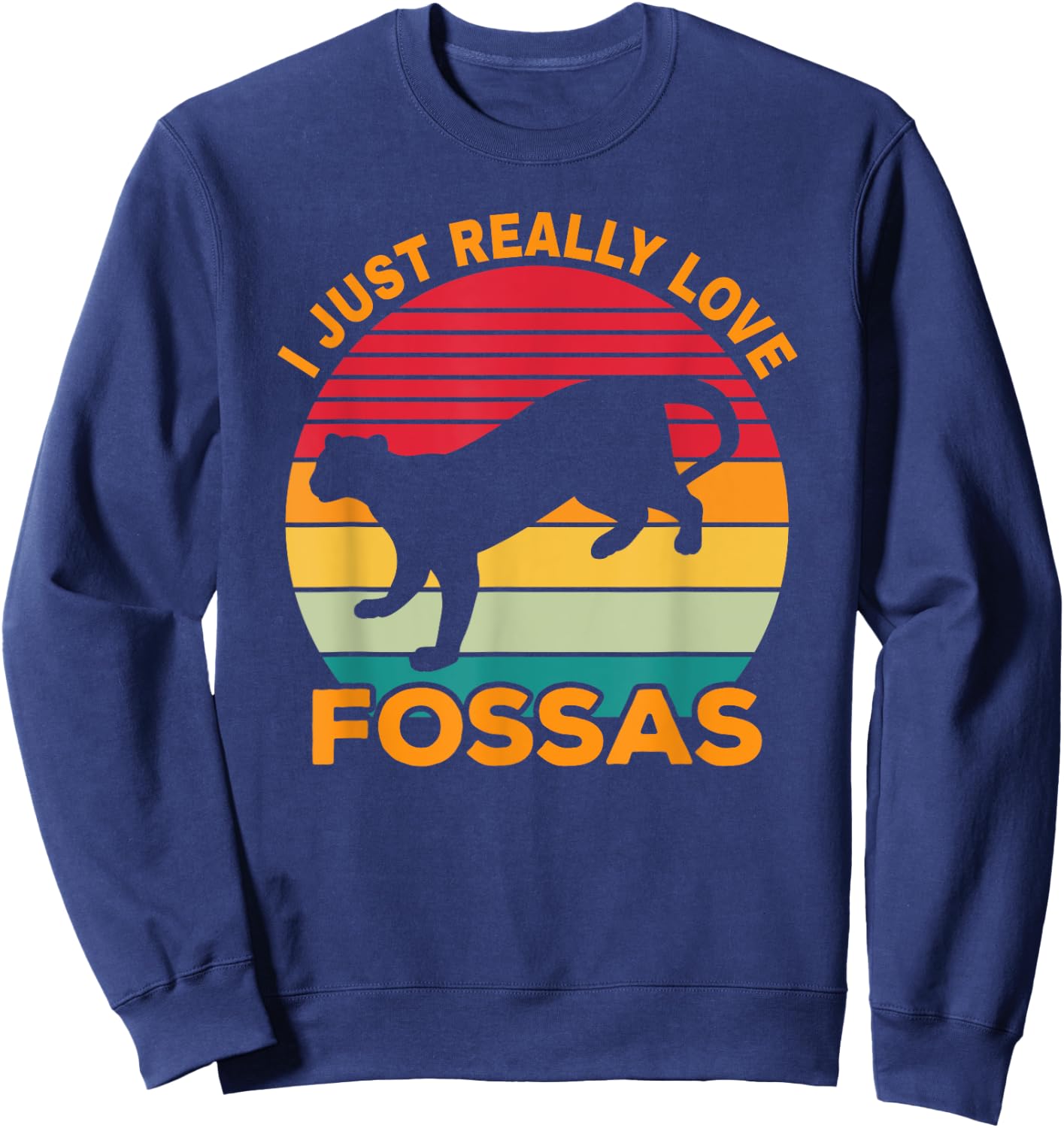 Fossa Retro Vintage | Cute Carnivore Saying | Madagascar Cat Men Women Sweatshirt - Sweatshirt | Navy