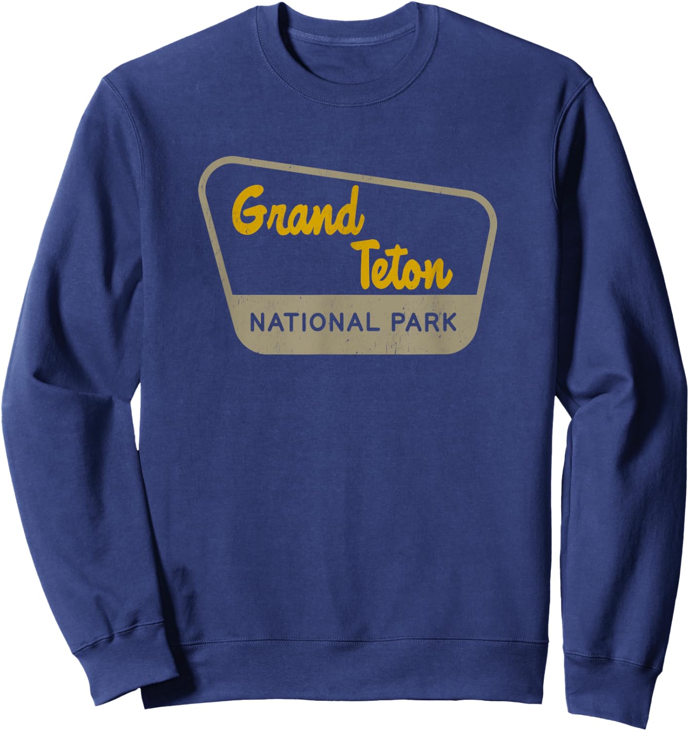 Grand Teton National Park Retro Two-Tone Sign Sweatshirt - Sweatshirt | Navy