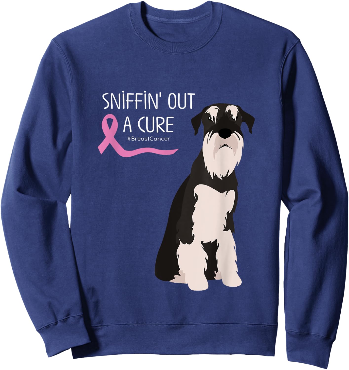 Schnauzer Dog Lover Breast Cancer Awareness Sweatshirt - Sweatshirt | Navy