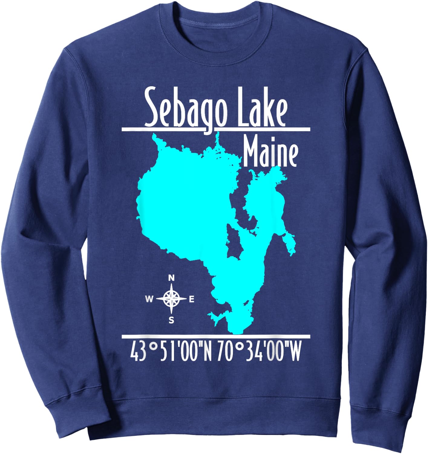 Modern Sebago Lake, Maine Sweatshirt - Sweatshirt | Navy