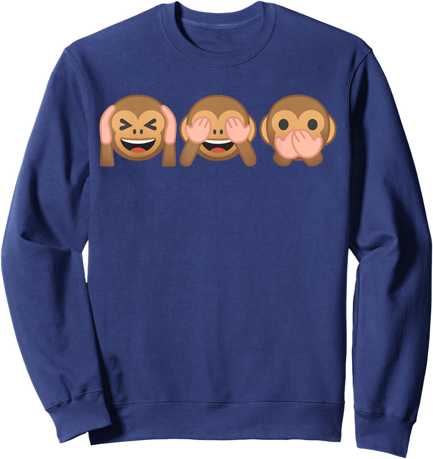 See No Evil Hear No Evil Speak No Evil Monkey Sweatshirt - Sweatshirt | Navy