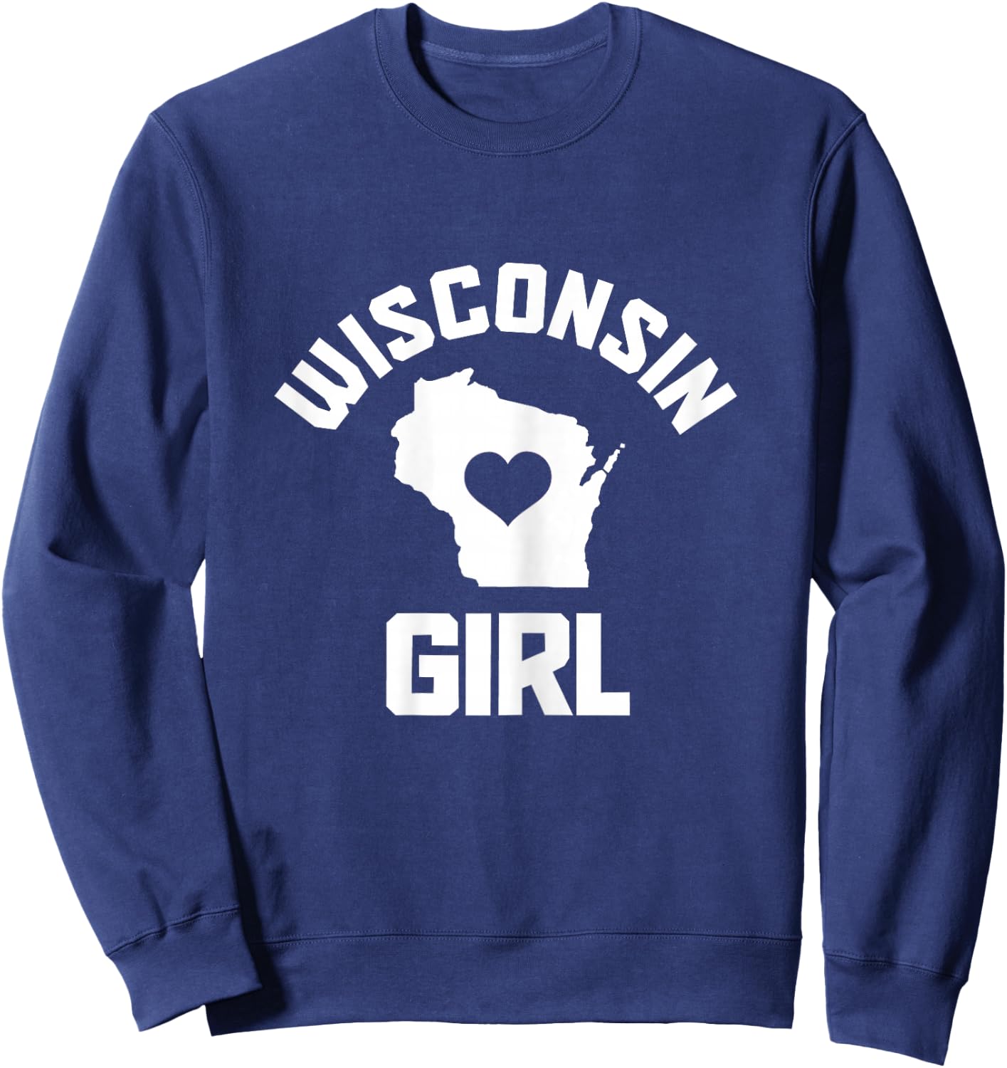 Wisconsin Girl State Map Heart Pride Vintage Sweatshirt - Sweatshirt | Navy
