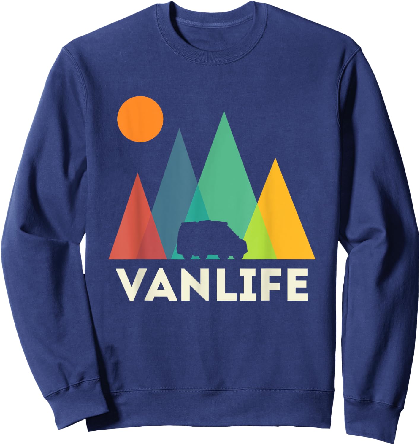 Retro Vintage Van Life Vanlife Camper Camping sunset Sweatshirt - Sweatshirt | Navy