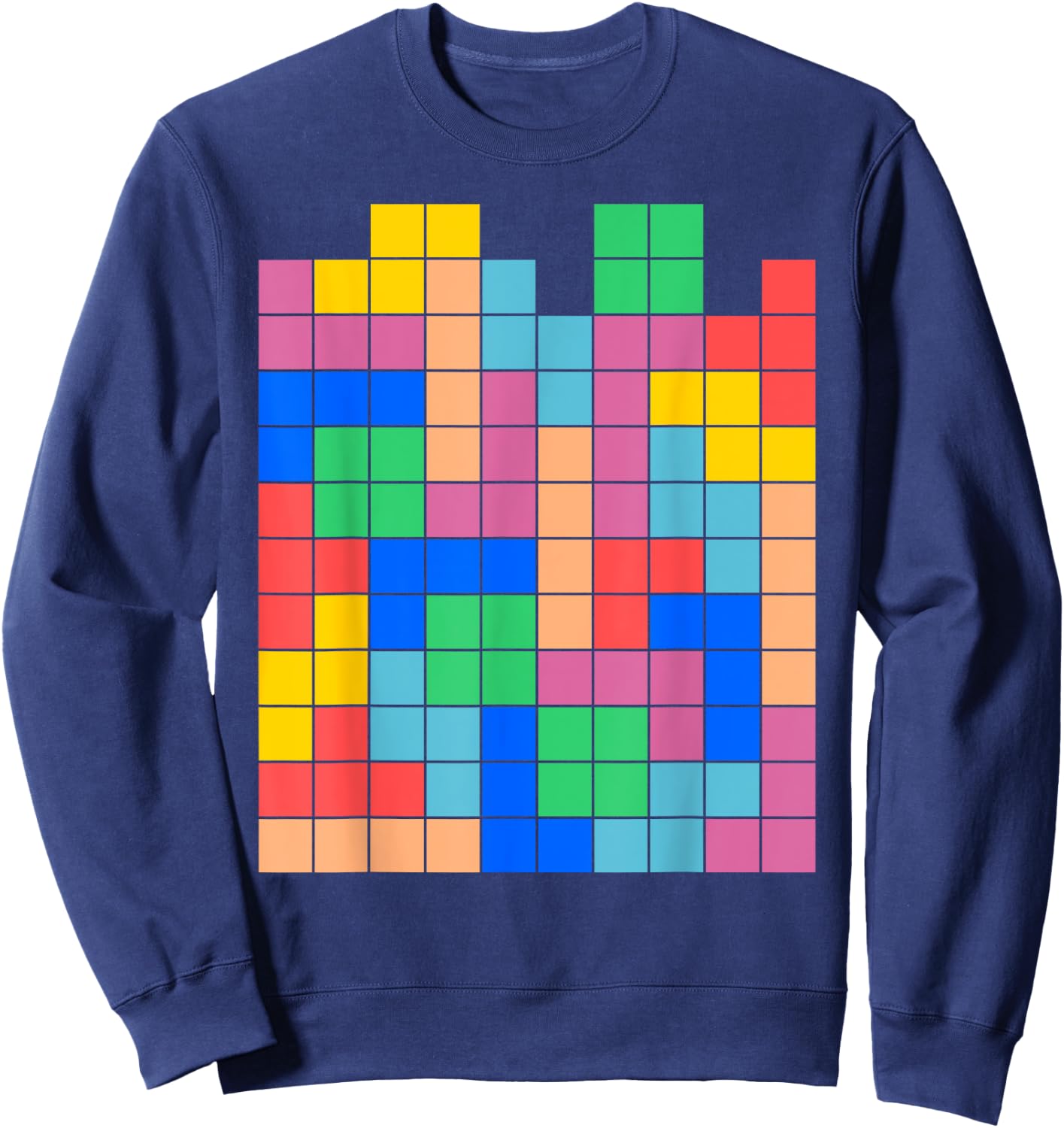 Geeky Tetrominoes Block Puzzle Video Game Math Teacher Nerd Sweatshirt - Sweatshirt | Navy