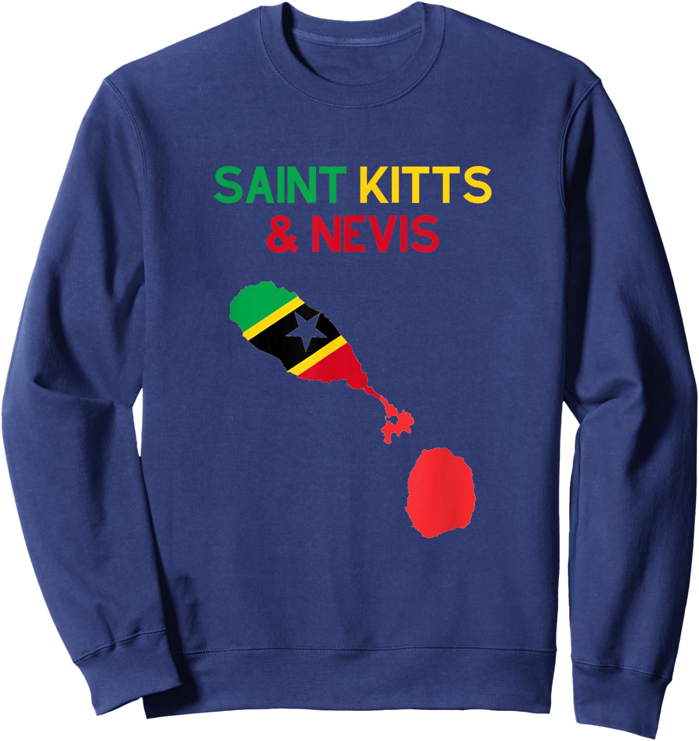 Saint Kitts & Nevis Flag and Map Sweatshirt - Sweatshirt | Navy