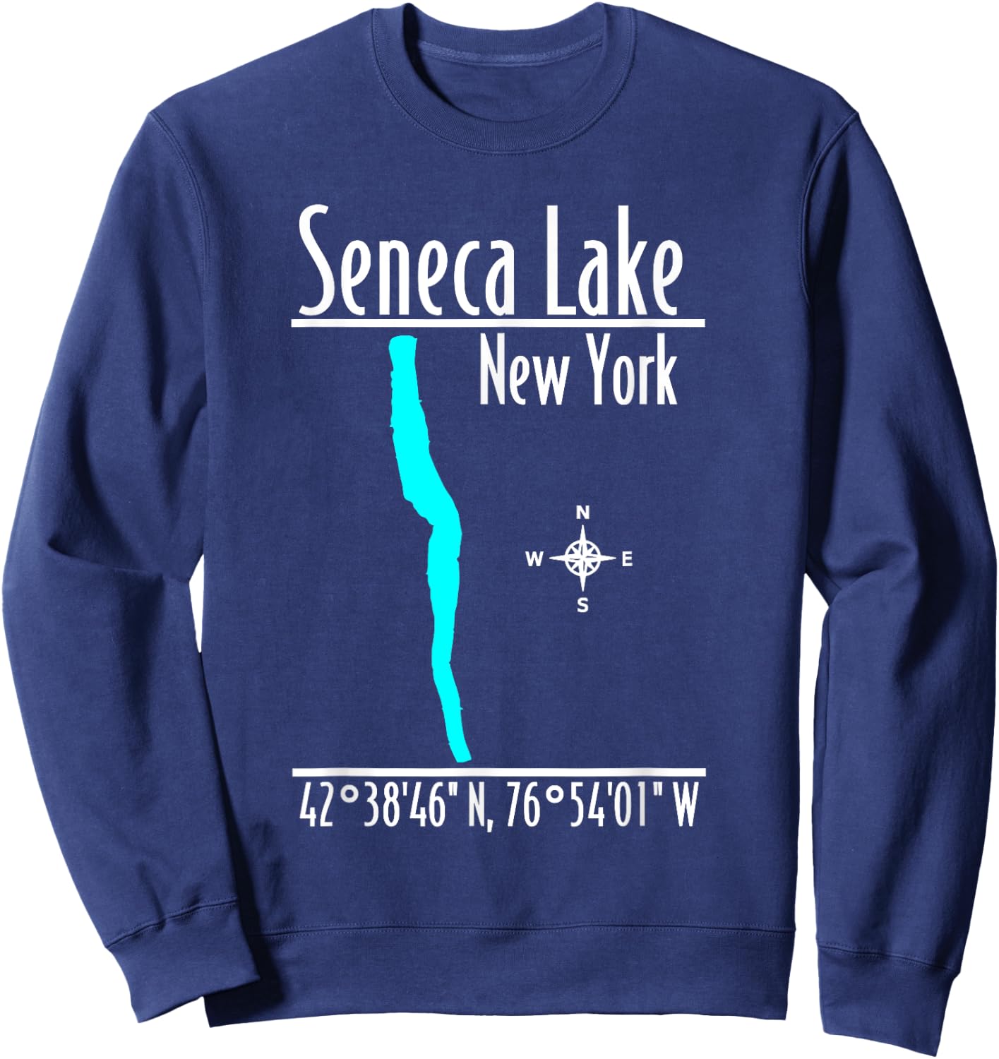 Modern Seneca Lake, New York Sweatshirt - Sweatshirt | Navy