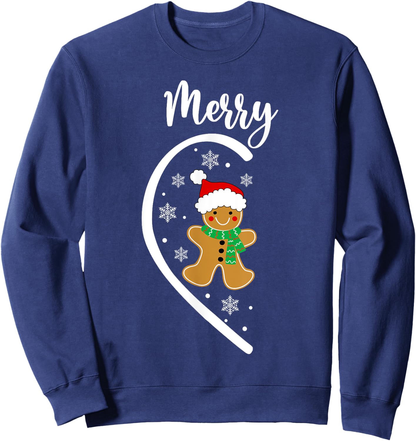 Merry Christmas Gingerbread Couple Christmas Pajama Matching Sweatshirt - Sweatshirt | Navy