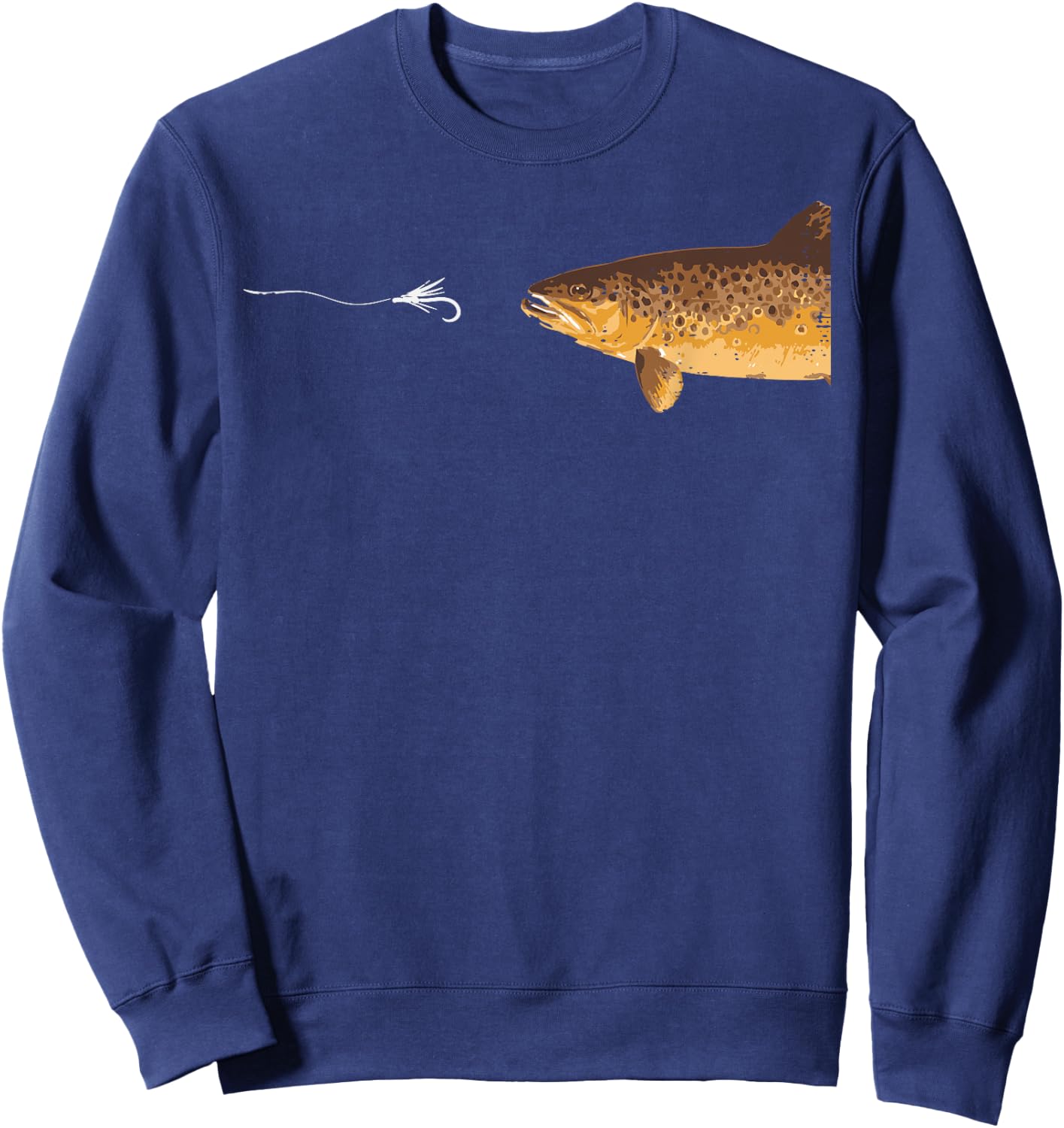 Brown Trout Fishing Hook Fisherman Angler Men Women Kids Sweatshirt - Sweatshirt | Navy