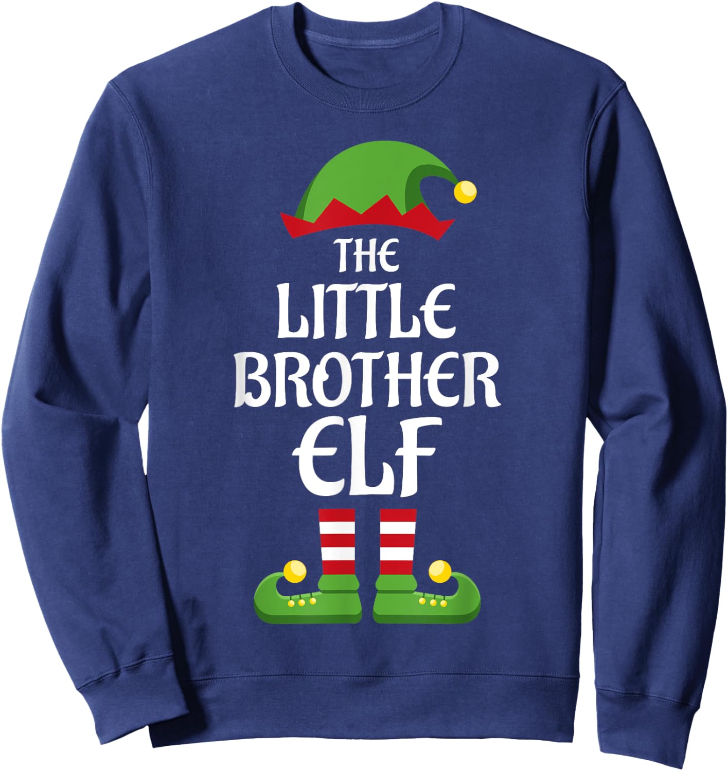 Little Brother Elf Family Matching Group Christmas Sweatshirt - Sweatshirt | Navy