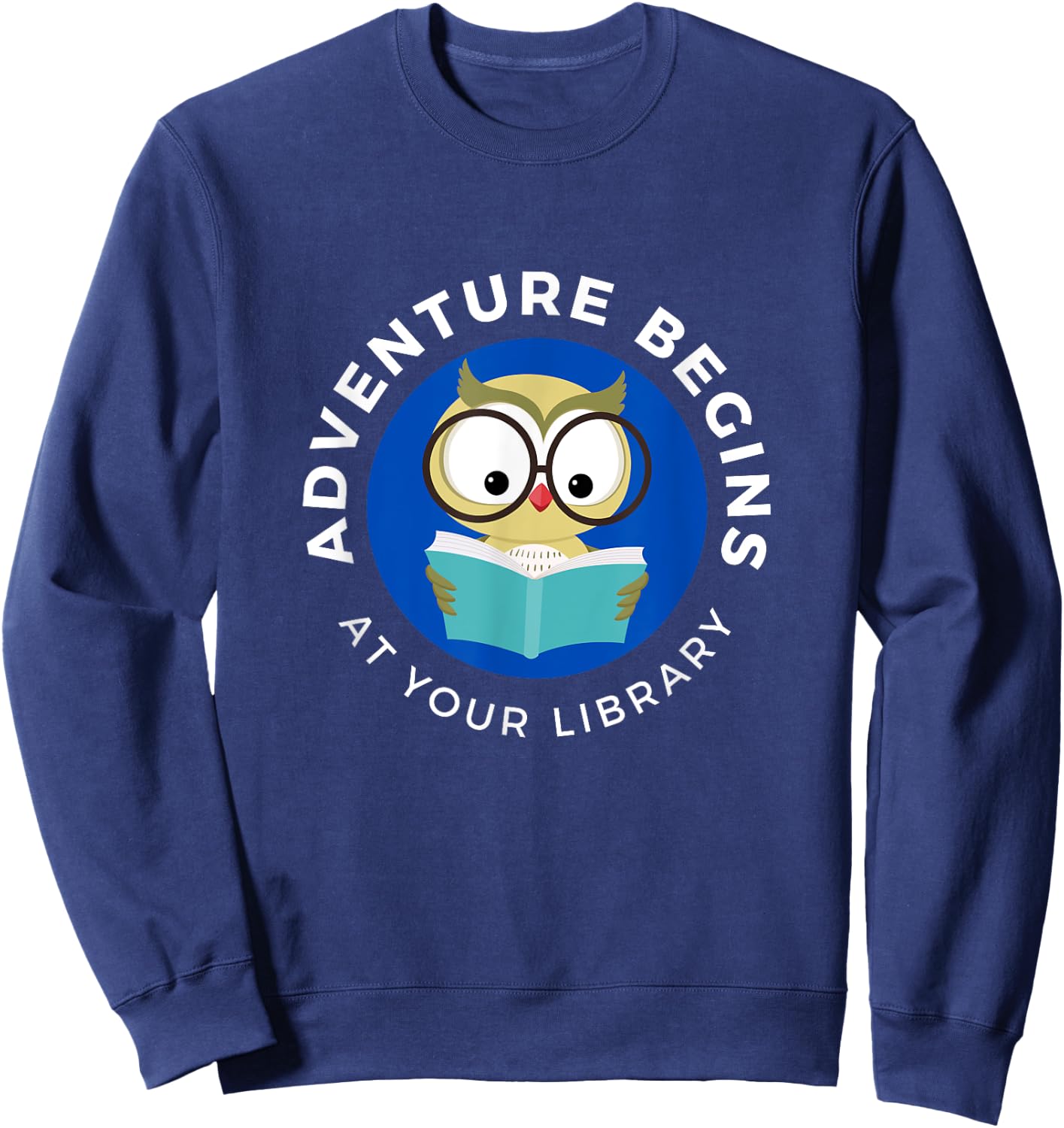 Adventure Begins Here Summer Reading 2024- Owl reading Sweatshirt - Sweatshirt | Navy
