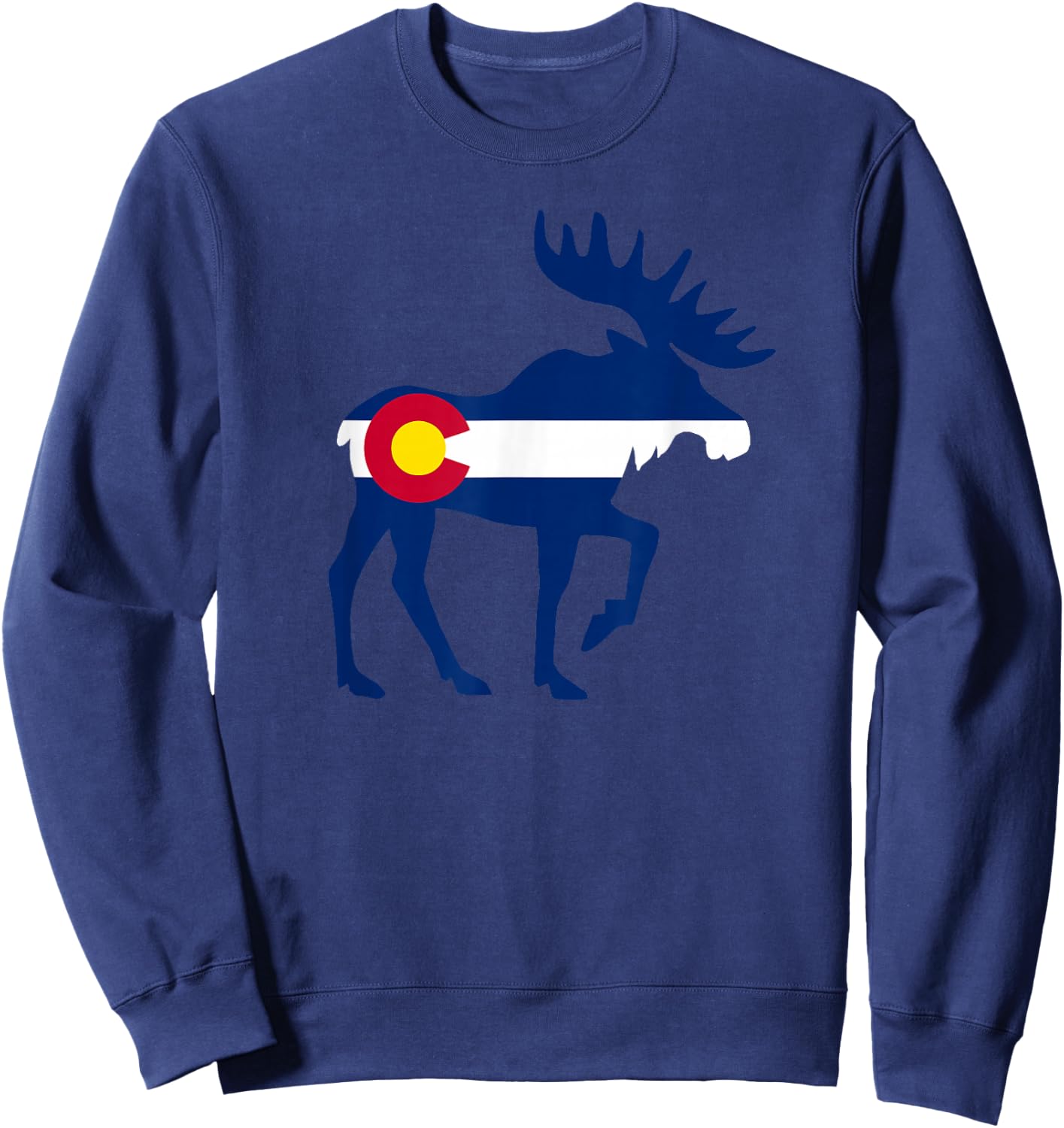 Colorado Flag Moose Colorado Flag Sweatshirt - Sweatshirt | Navy