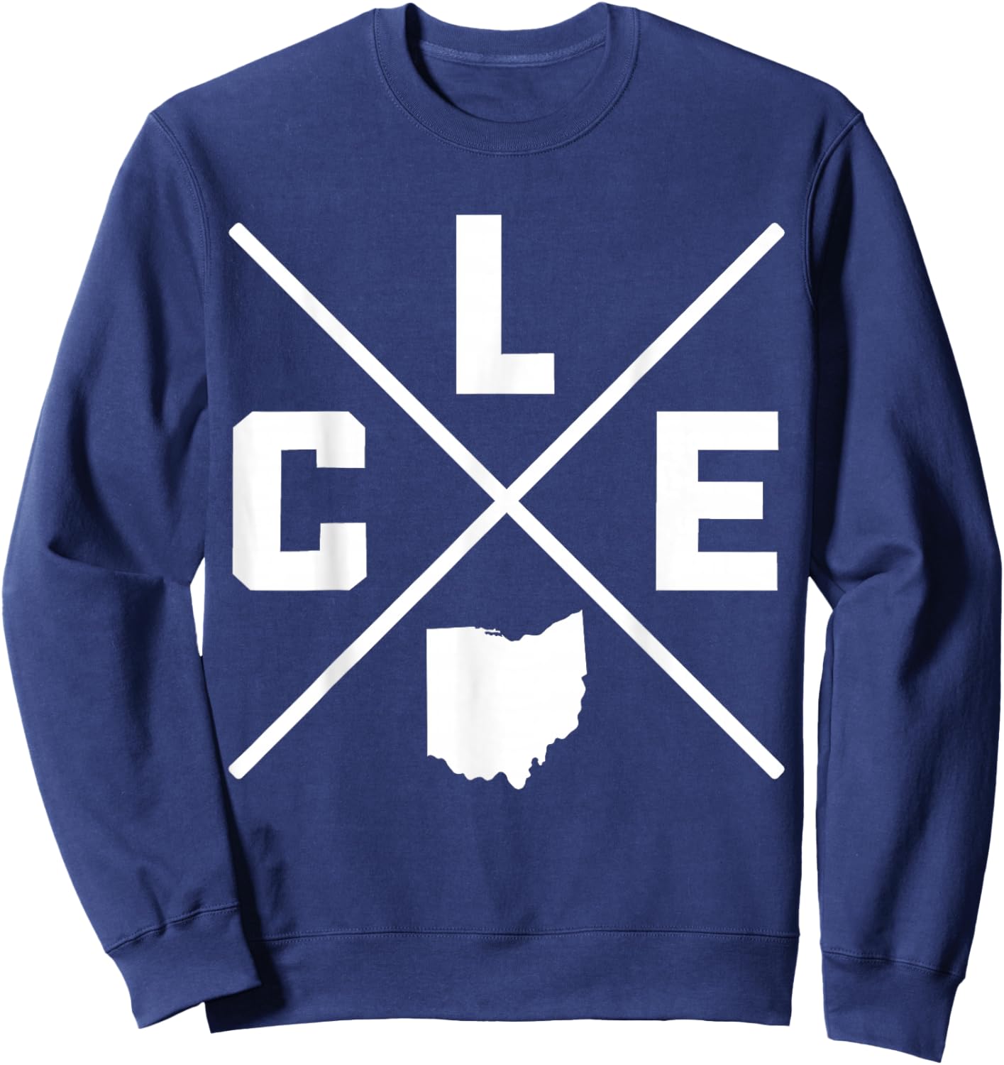 Cleveland Ohio CLE State Map Vintage Pride Sweatshirt - Sweatshirt | Navy