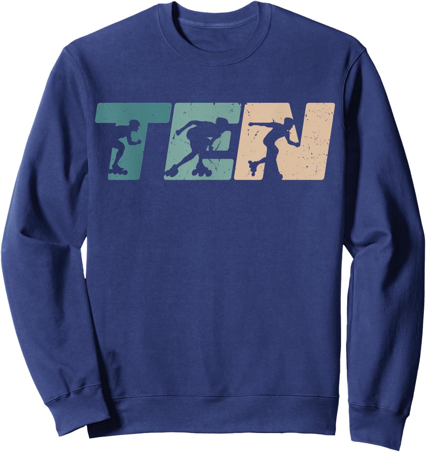 10th Birthday Inline Skater Rollerblading Boys Kids Retro Sweatshirt - Sweatshirt | Navy