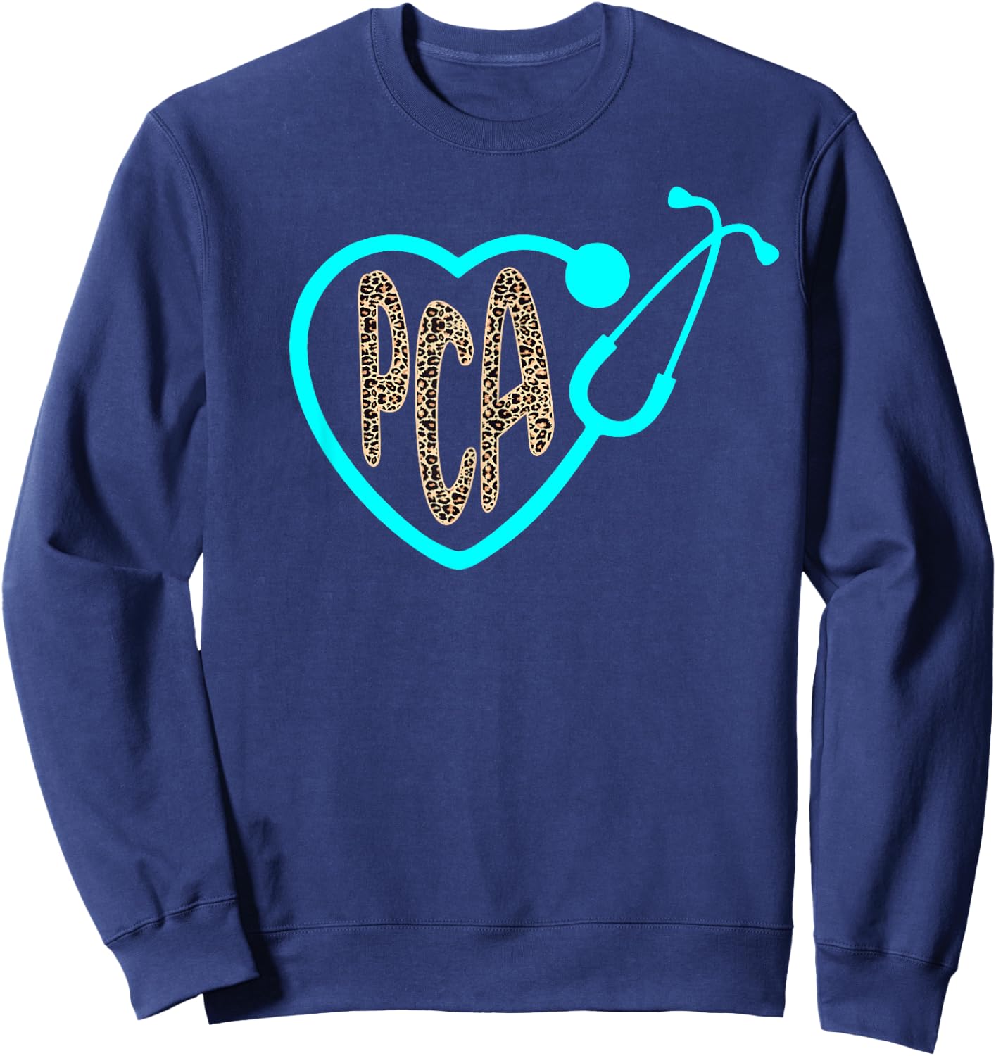 PCA Patient Care Assistant Heart Leopard Nurse Week 2023 Sweatshirt - Sweatshirt | Navy